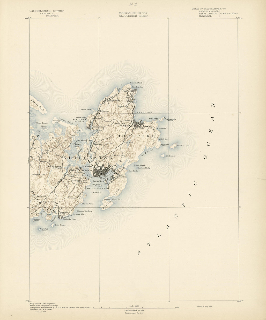 Massachusetts - Gloucester Sheet from Atlas of Massachusetts 1890 by Relic Map Company