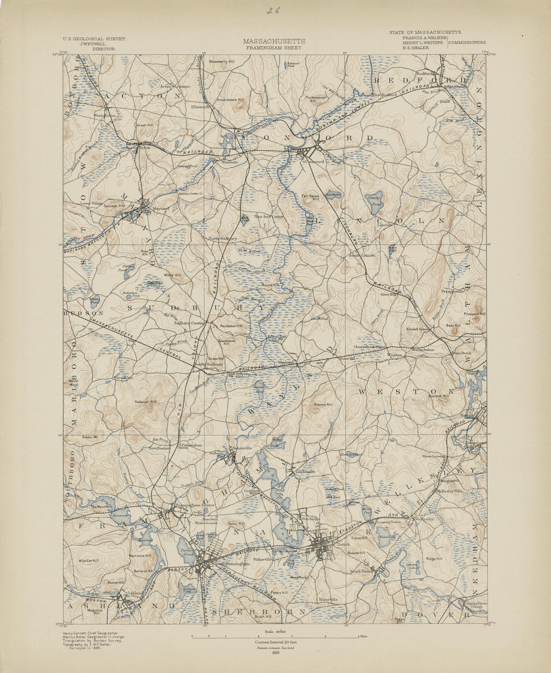Massachusetts, Framingham Sheet from Atlas of Massachusetts 1890 by Relic Map Company