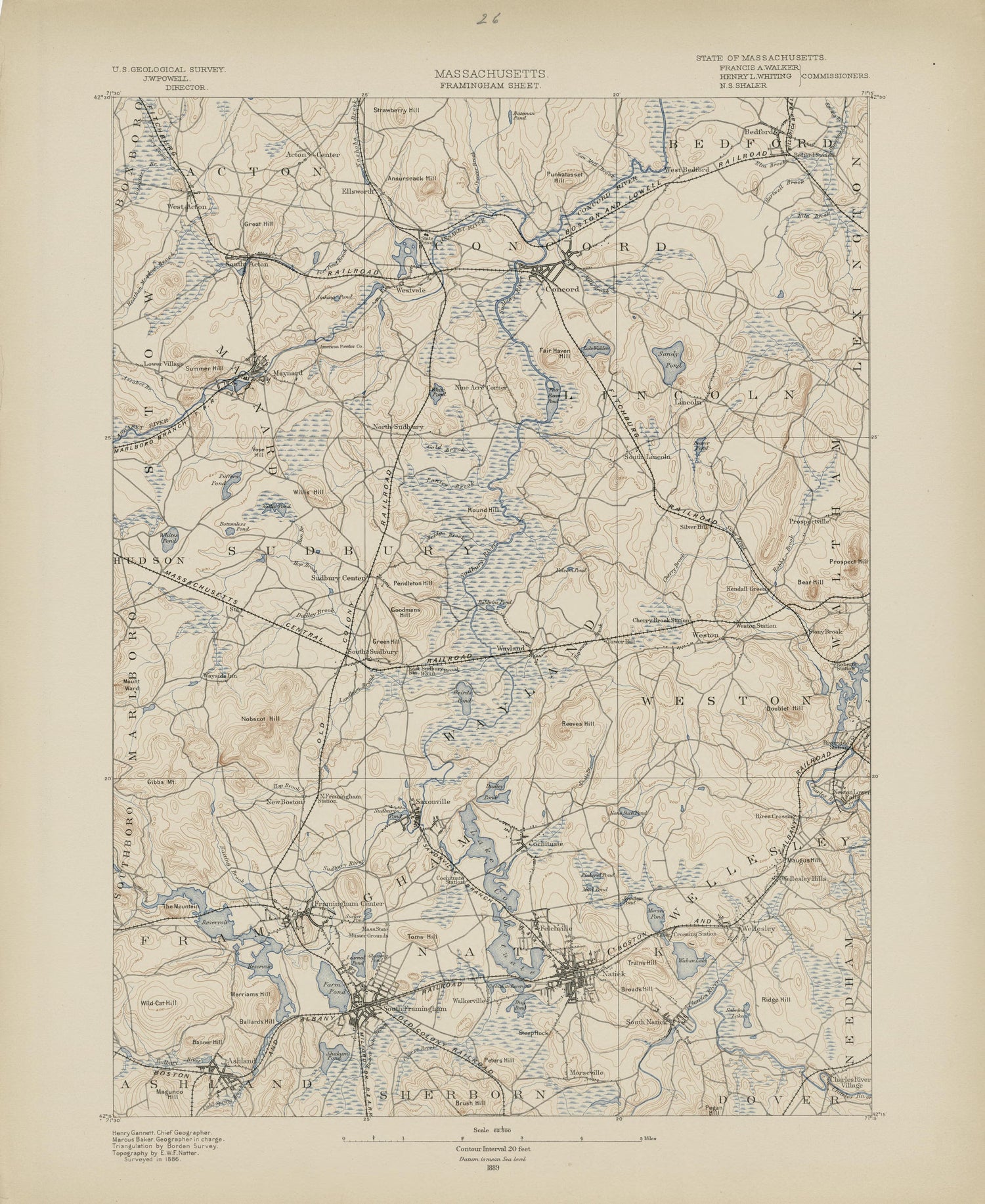 Massachusetts, Framingham Sheet from Atlas of Massachusetts 1890 by Relic Map Company