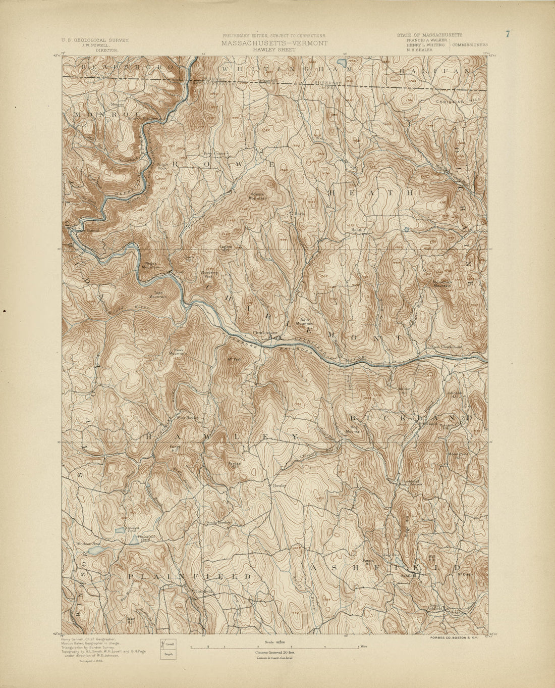 Massachusetts - Vermont, Hawley Sheet from Atlas of Massachusetts 1890 by Relic Map Company