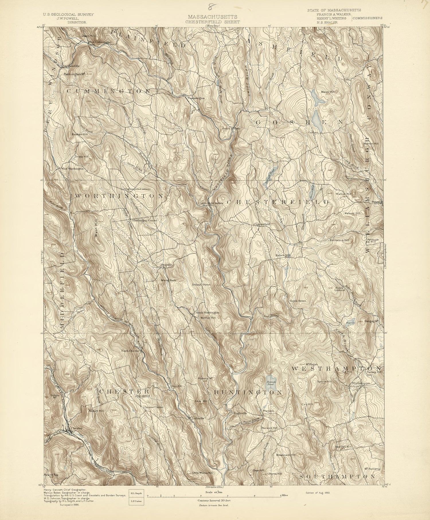 Massachusetts, Chesterfield Sheet from Atlas of Massachusetts 1890 by Relic Map Company