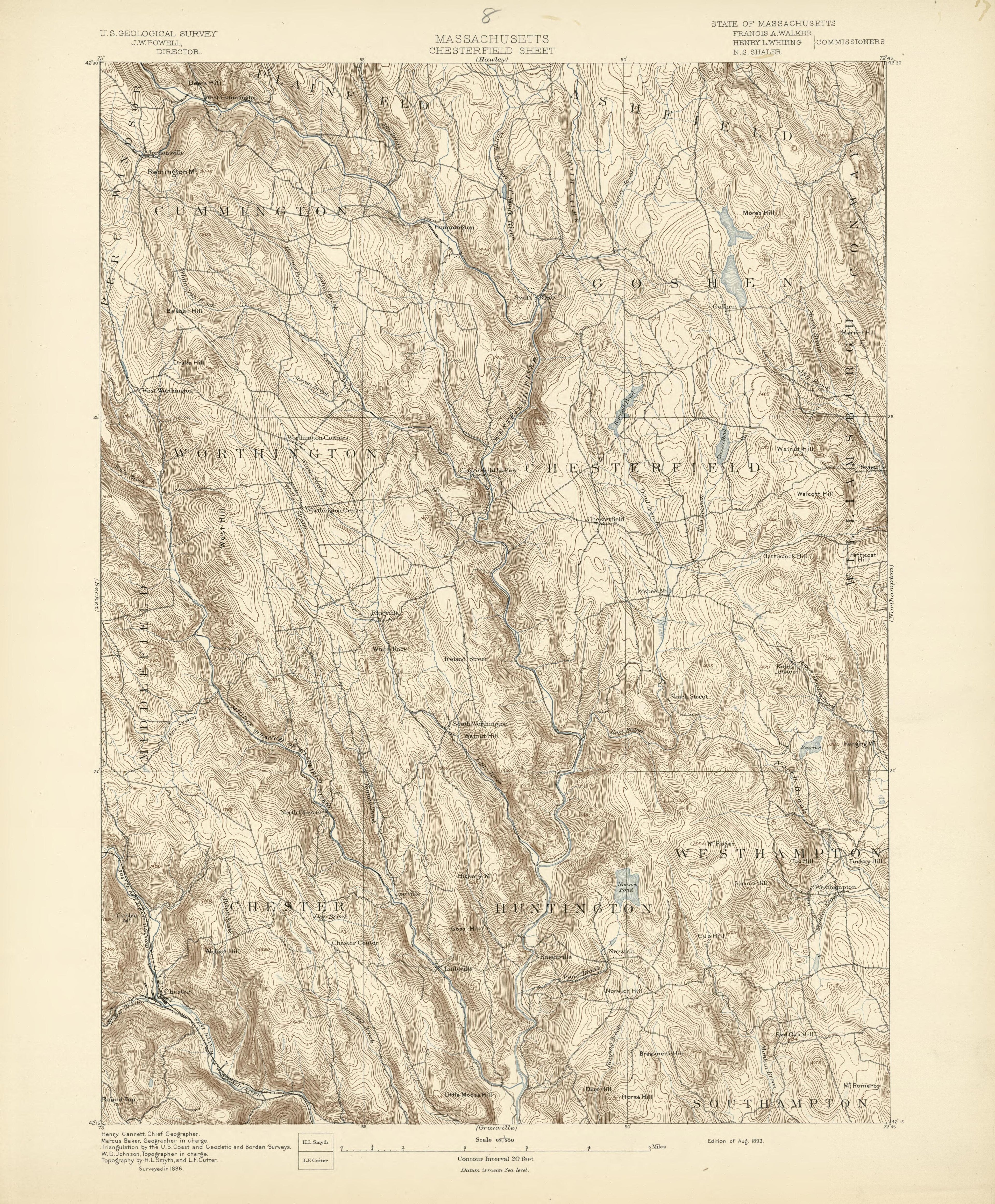 Massachusetts, Chesterfield Sheet from Atlas of Massachusetts 1890 by Relic Map Company