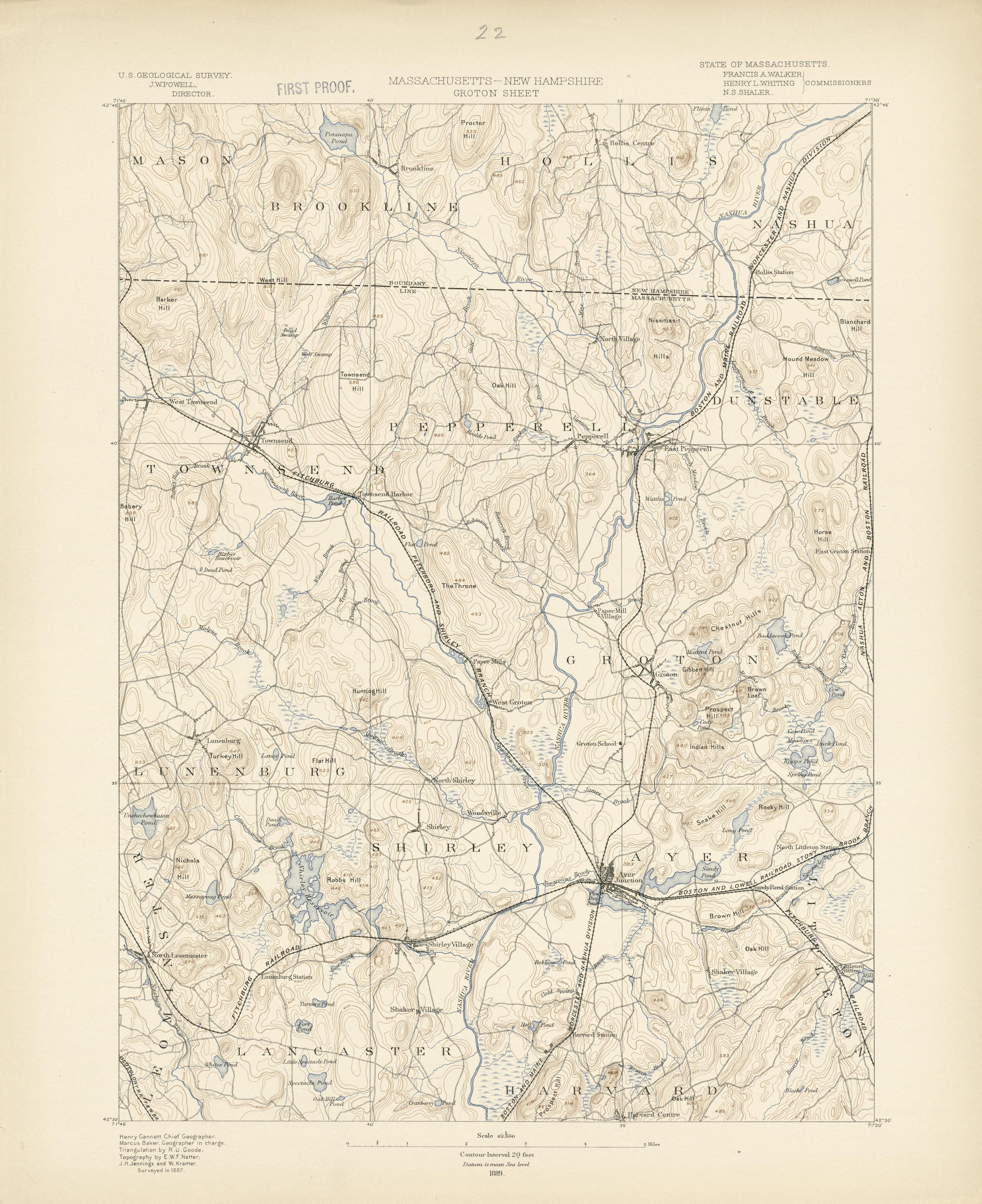 Massachusetts - New Hampshire, Groton Sheet from Atlas of Massachusetts 1890 by Relic Map Company
