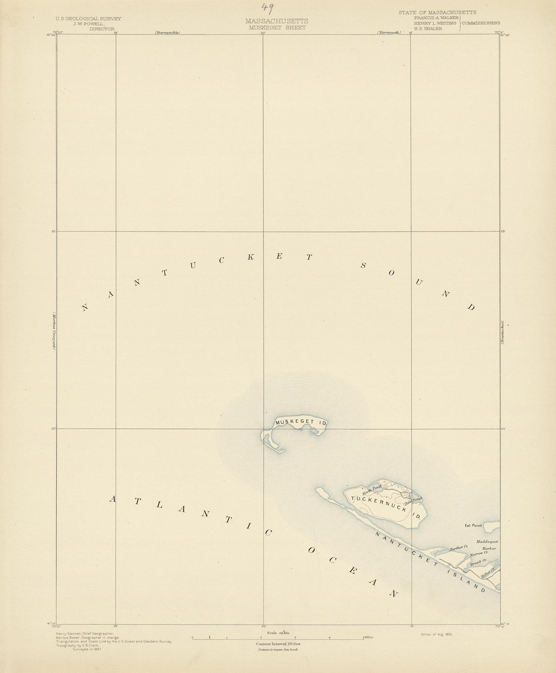 Massachusetts - Muskeget Sheet from Atlas of Massachusetts 1890 by Relic Map Company