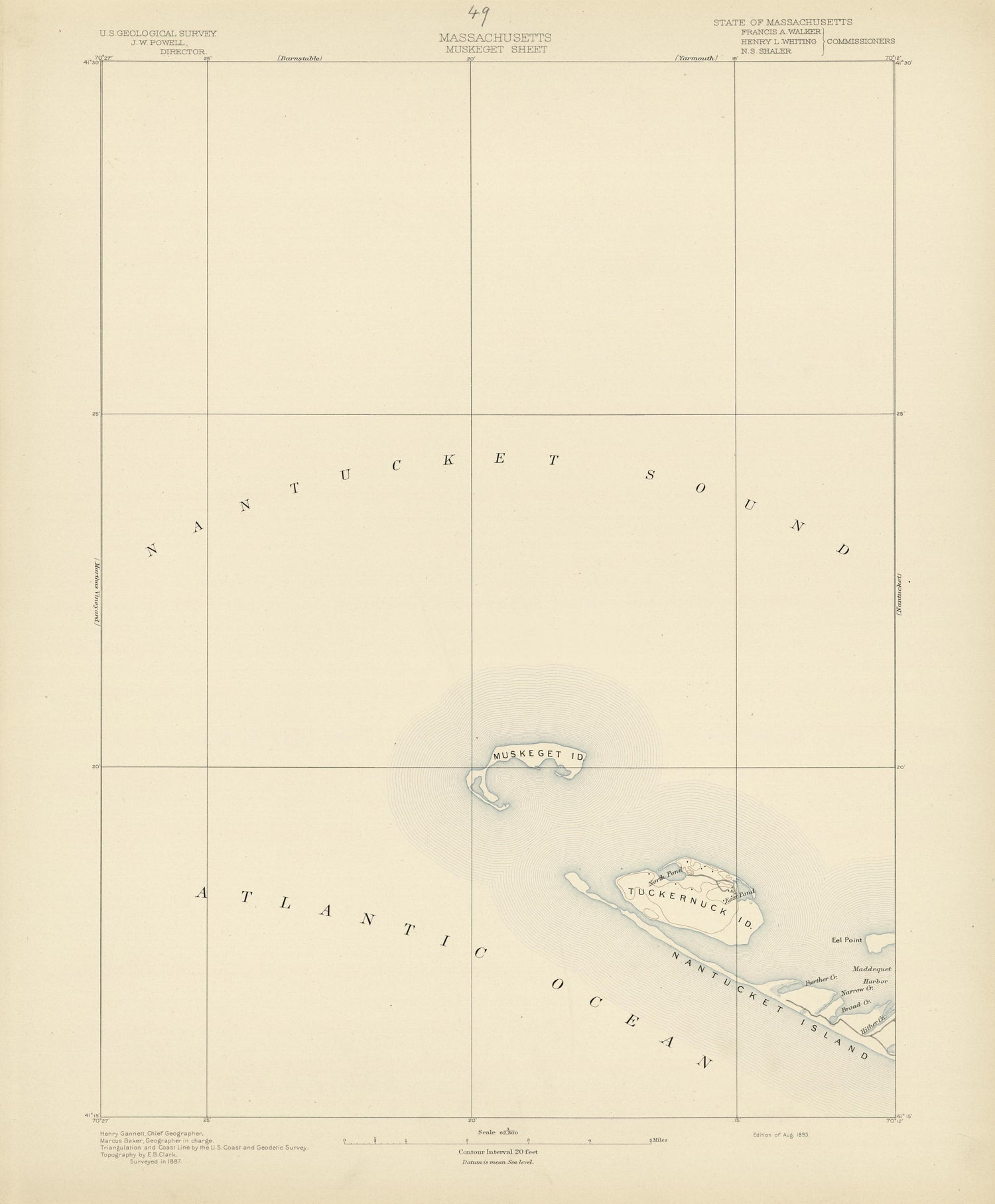 Massachusetts - Muskeget Sheet from Atlas of Massachusetts 1890 by Relic Map Company