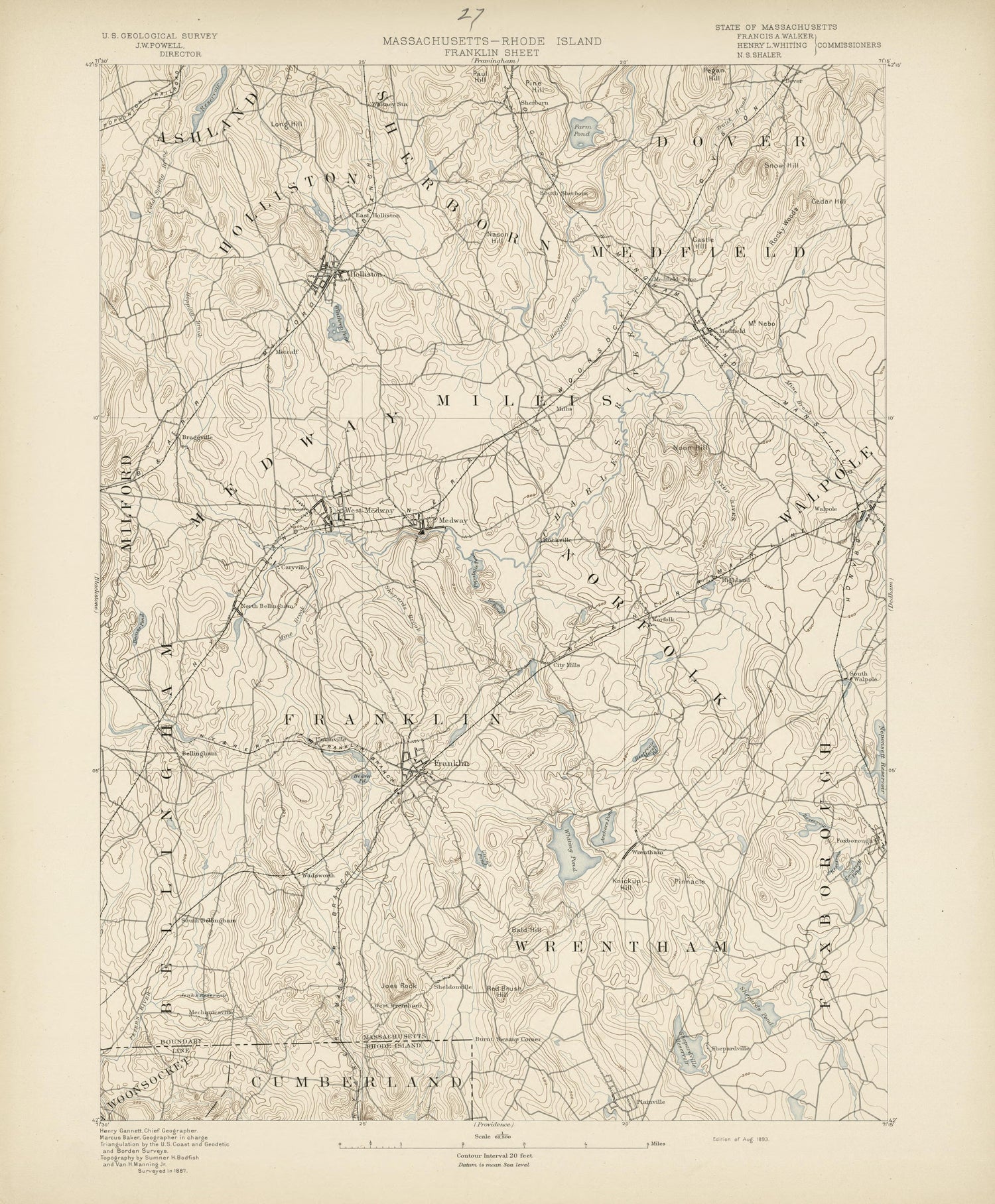 Massachusetts - Rhode Island, Franklin Sheet from Atlas of Massachusetts 1890 by Relic Map Company