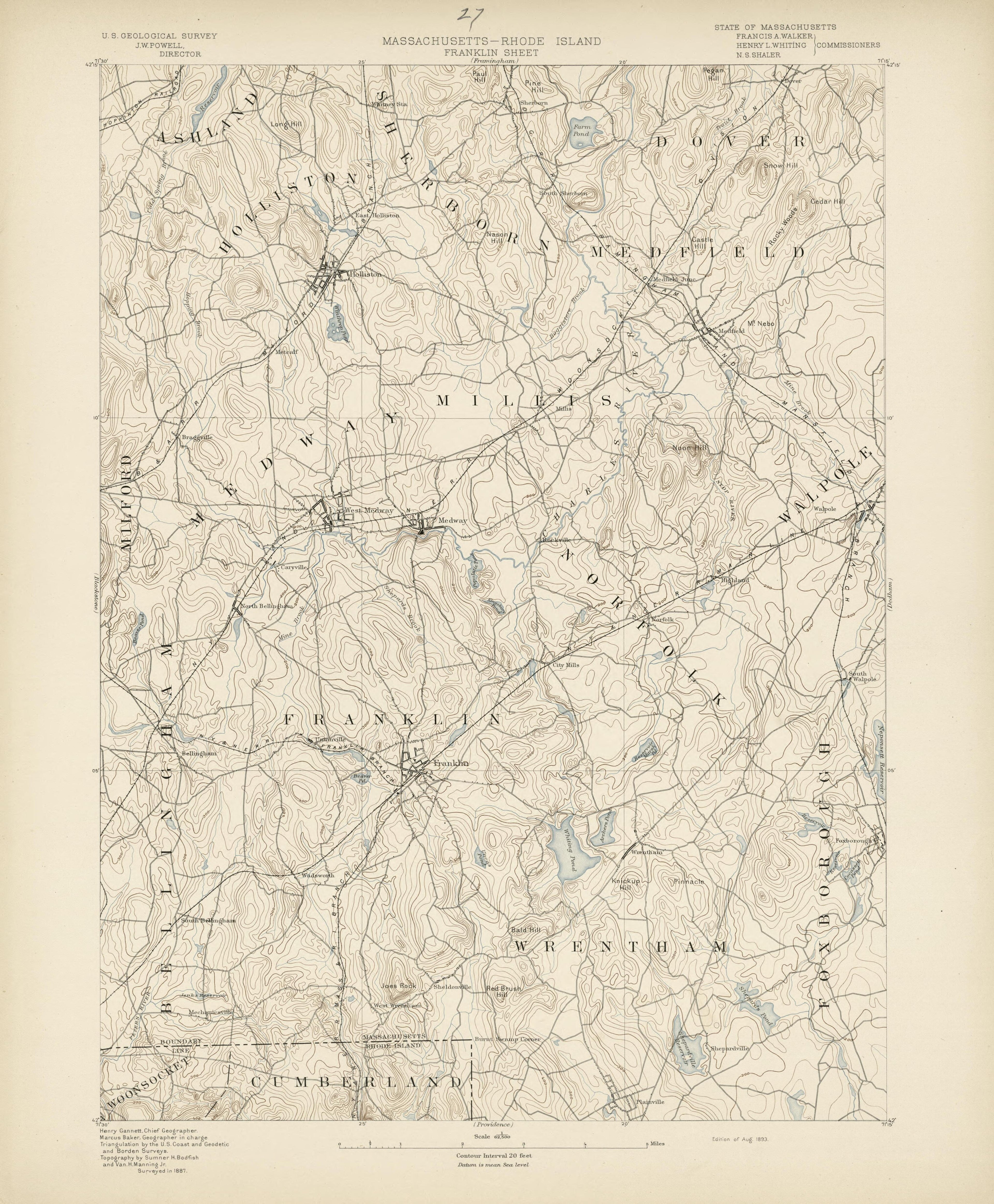 Massachusetts - Rhode Island, Franklin Sheet from Atlas of Massachusetts 1890 by Relic Map Company