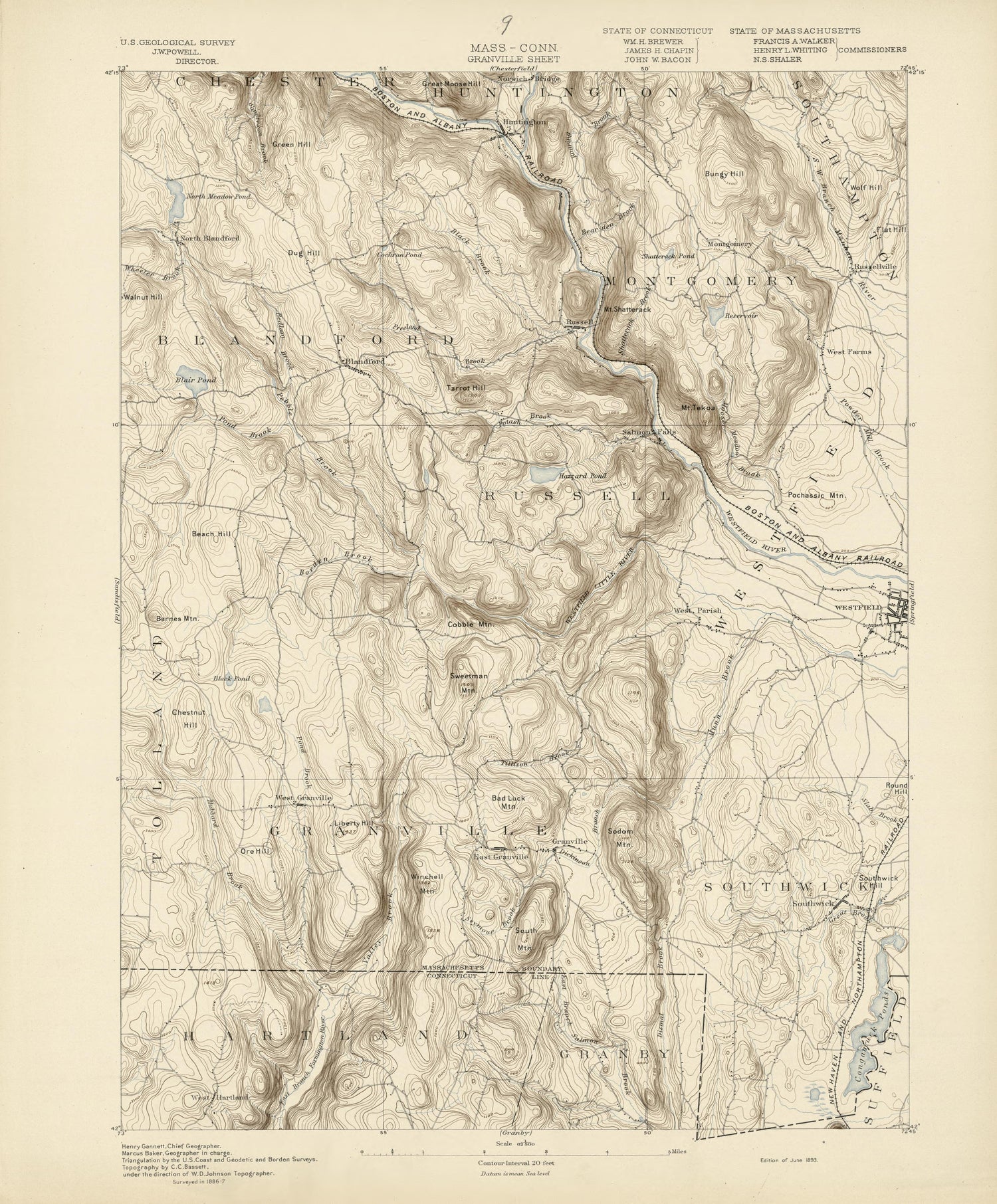 Massachusetts - Connecticut, Granville Sheet from Atlas of Massachusetts 1890 by Relic Map Company