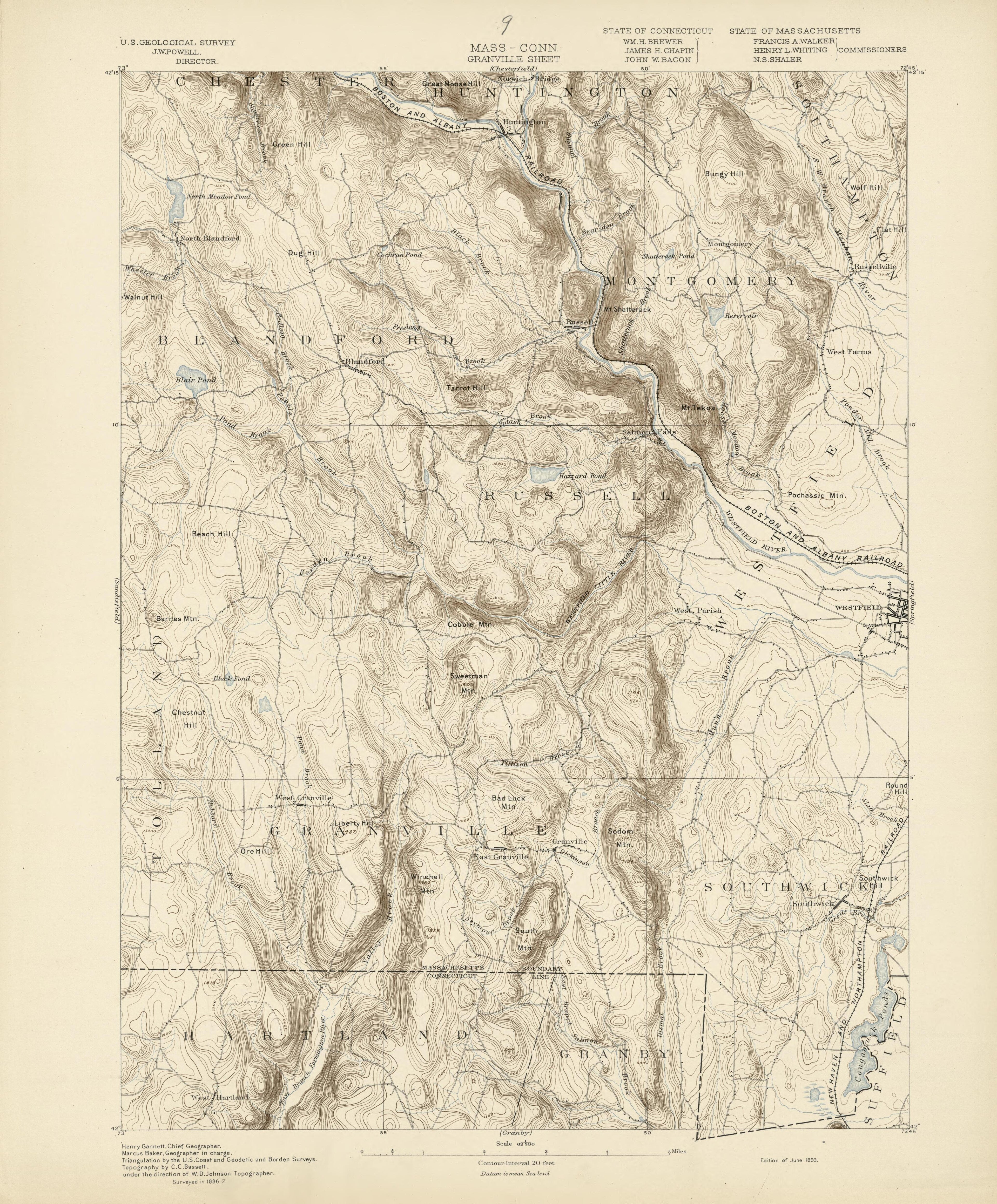 Massachusetts - Connecticut, Granville Sheet from Atlas of Massachusetts 1890 by Relic Map Company