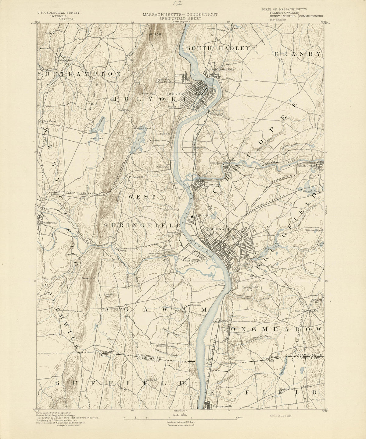 Massachusetts - Connecticut, Springfield Sheet from Atlas of Massachusetts 1890 by Relic Map Company