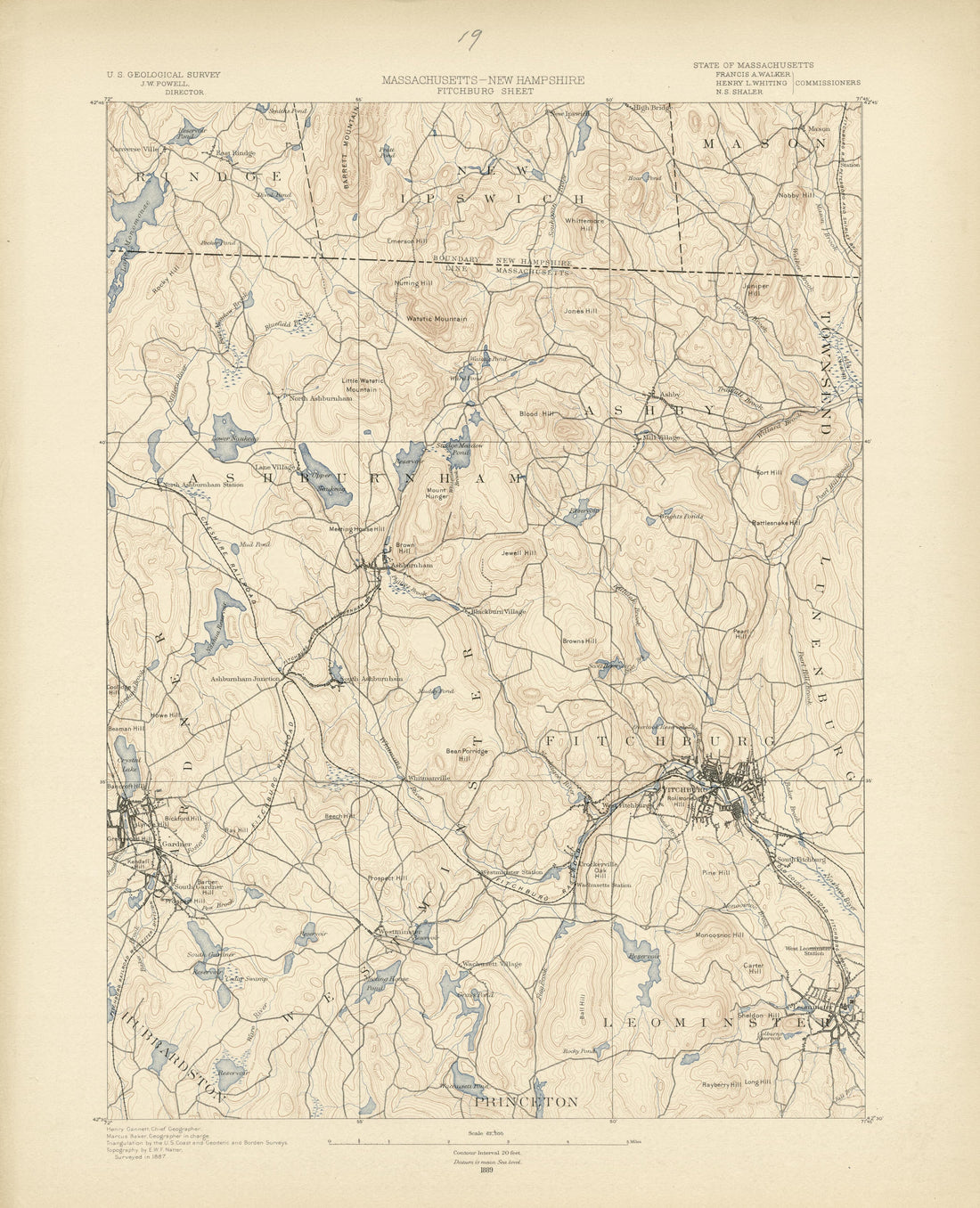 Massachusetts - New Hampshire, Fitchburg Sheet from Atlas of Massachusetts 1890 by Relic Map Company