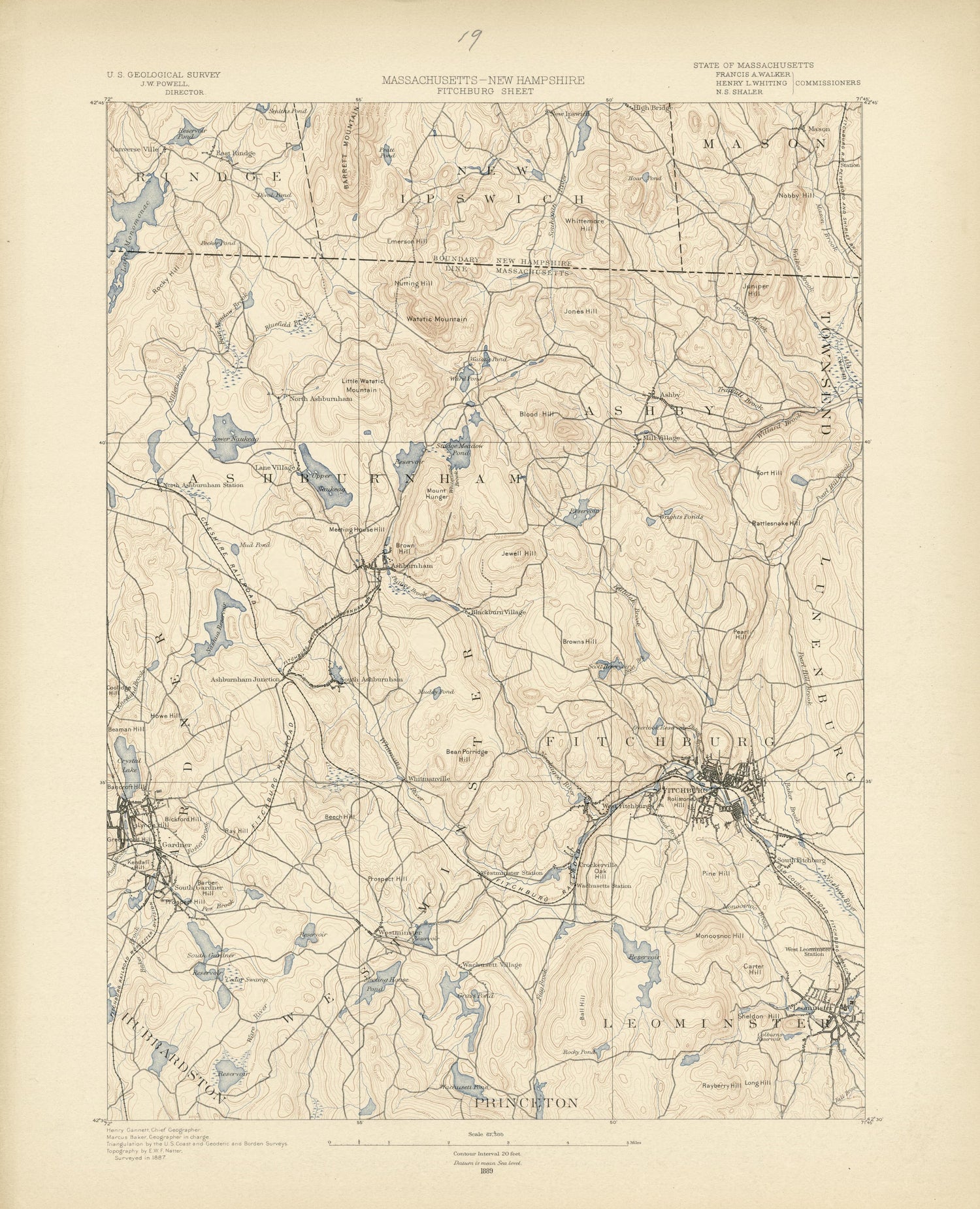 Massachusetts - New Hampshire, Fitchburg Sheet from Atlas of Massachusetts 1890 by Relic Map Company