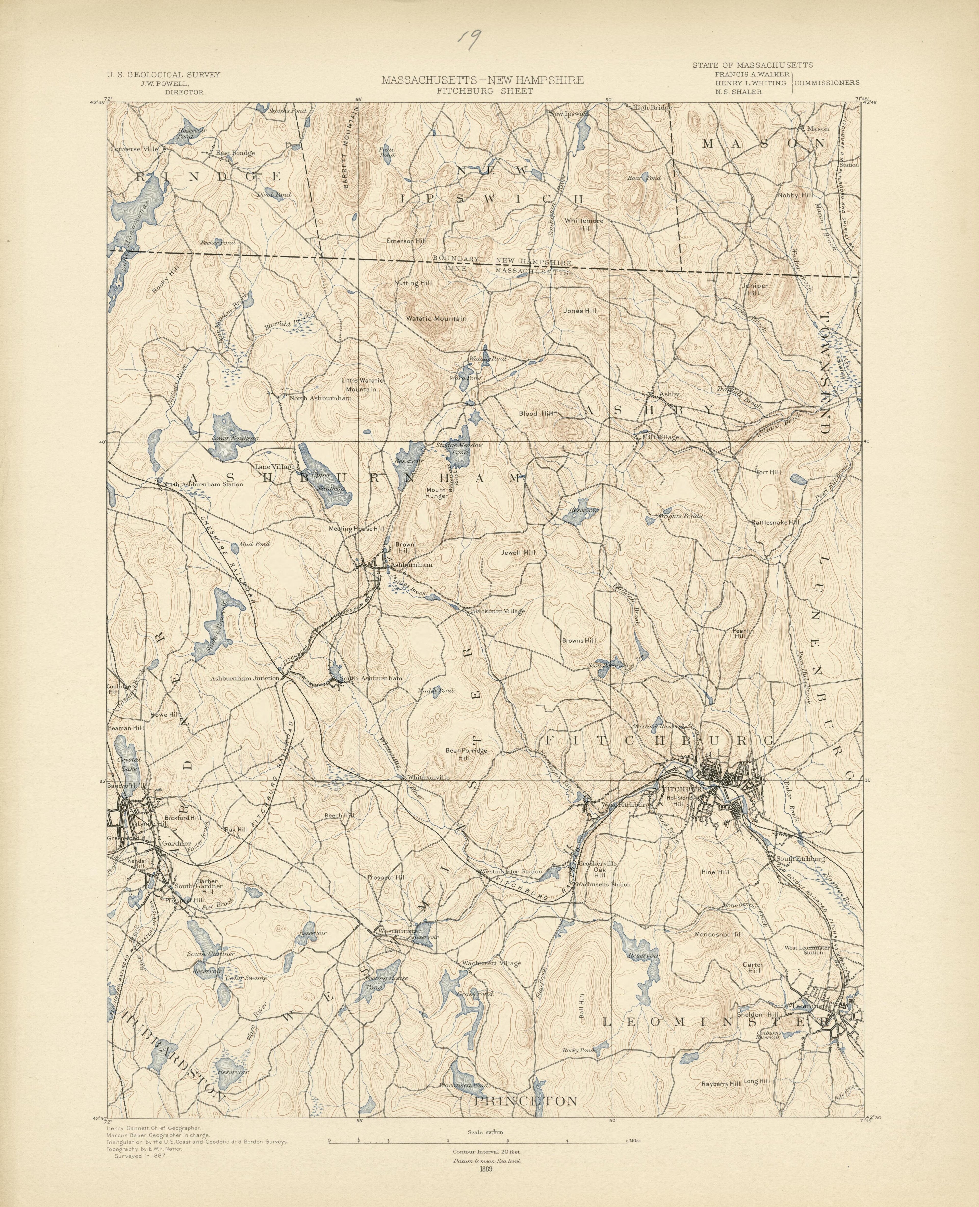 Massachusetts - New Hampshire, Fitchburg Sheet from Atlas of Massachusetts 1890 by Relic Map Company