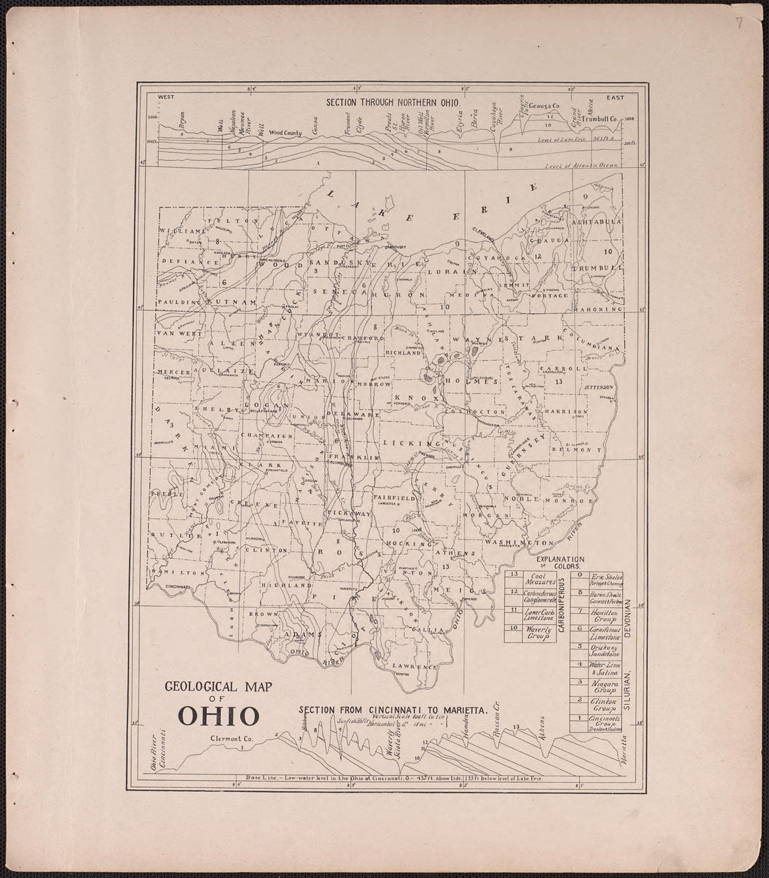 Geological Map of Ohio from Illustrated Atlas of Guernsey County, Ohio 1902 by Relic Map Company