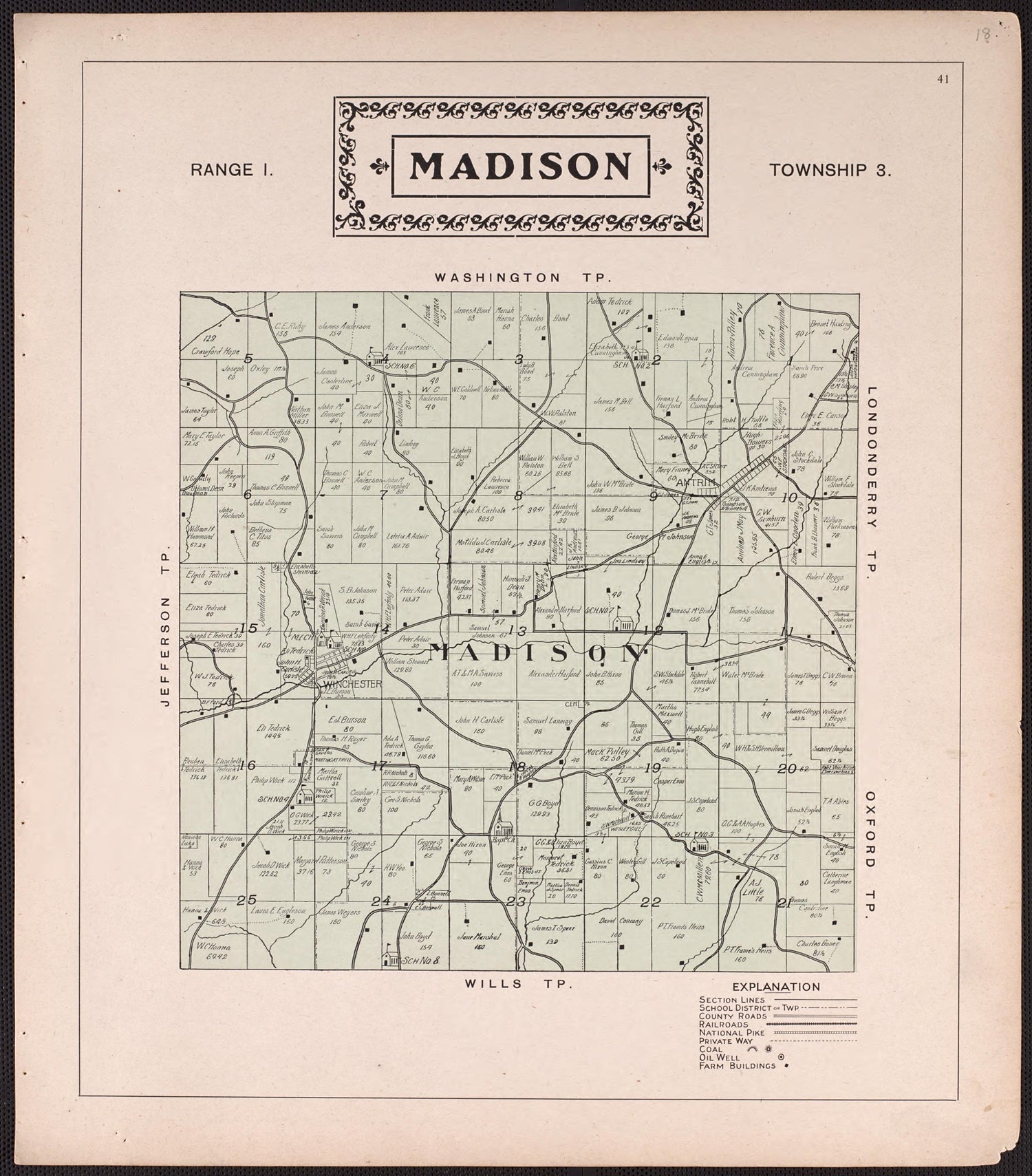 Madison from Illustrated Atlas of Guernsey County, Ohio 1902 by Relic Map Company