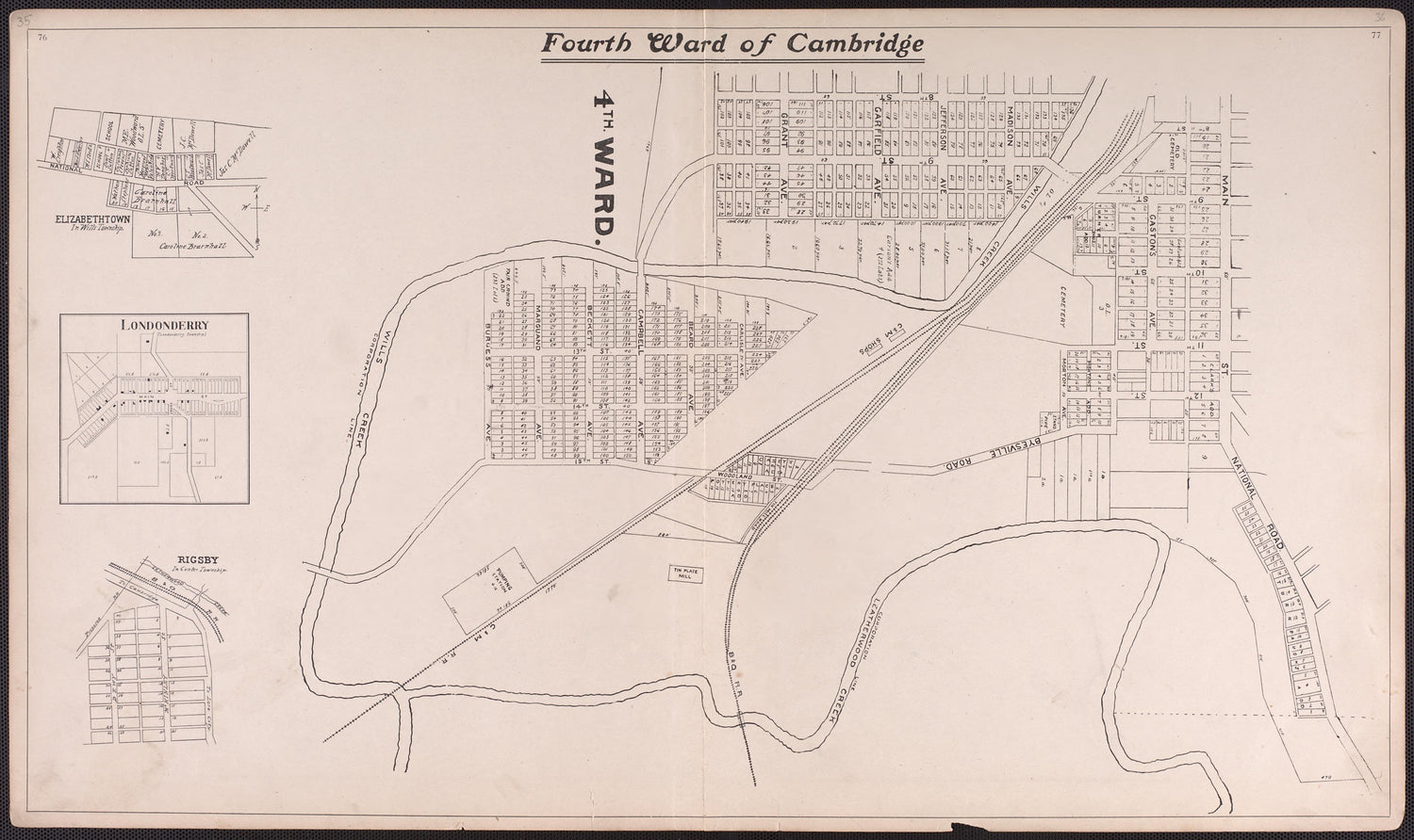Fourth Ward of Cambridge from Illustrated Atlas of Guernsey County, Ohio 1902 by Relic Map Company