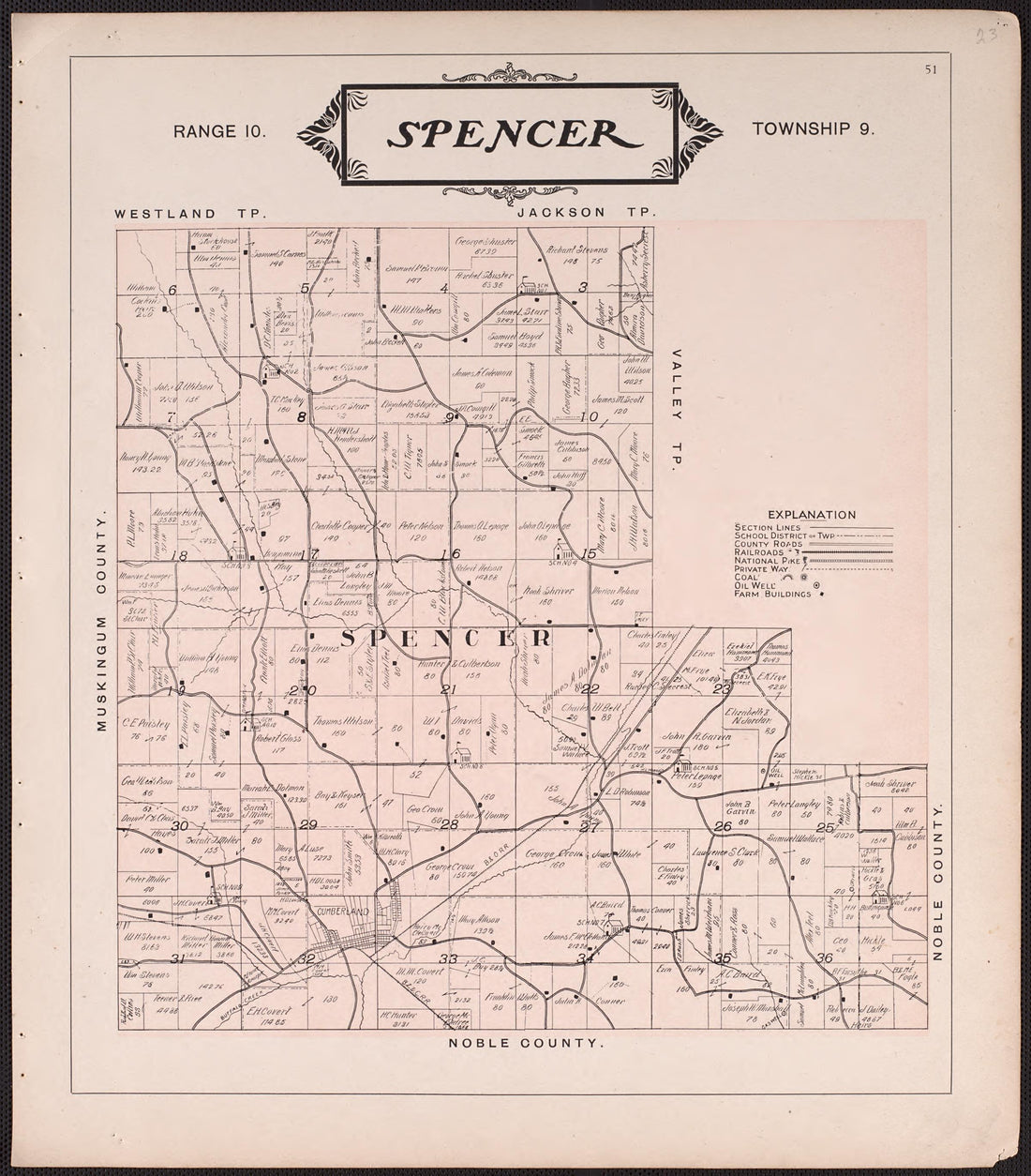 Spencer from Illustrated Atlas of Guernsey County, Ohio 1902 by Relic Map Company