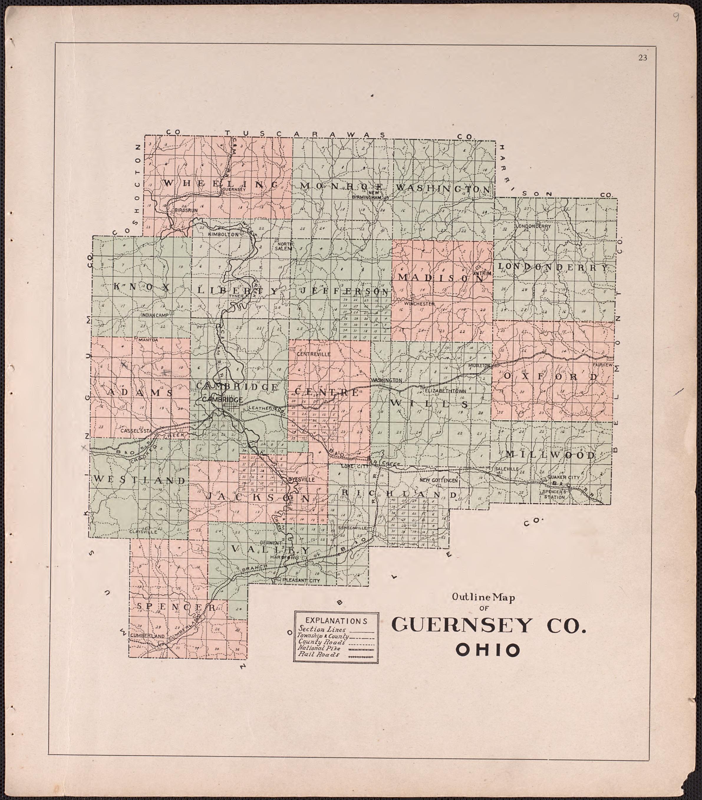 Outline Map of Guernsey County, Ohio from Illustrated Atlas of Guernsey County, Ohio 1902 by Relic Map Company