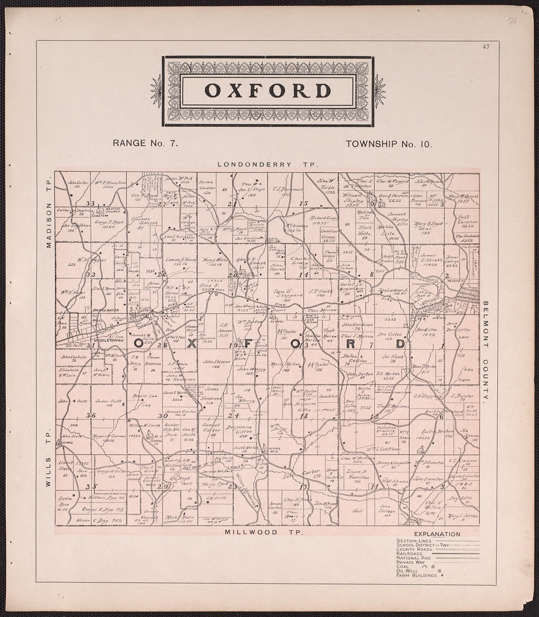 Oxford from Illustrated Atlas of Guernsey County, Ohio 1902 by Relic Map Company