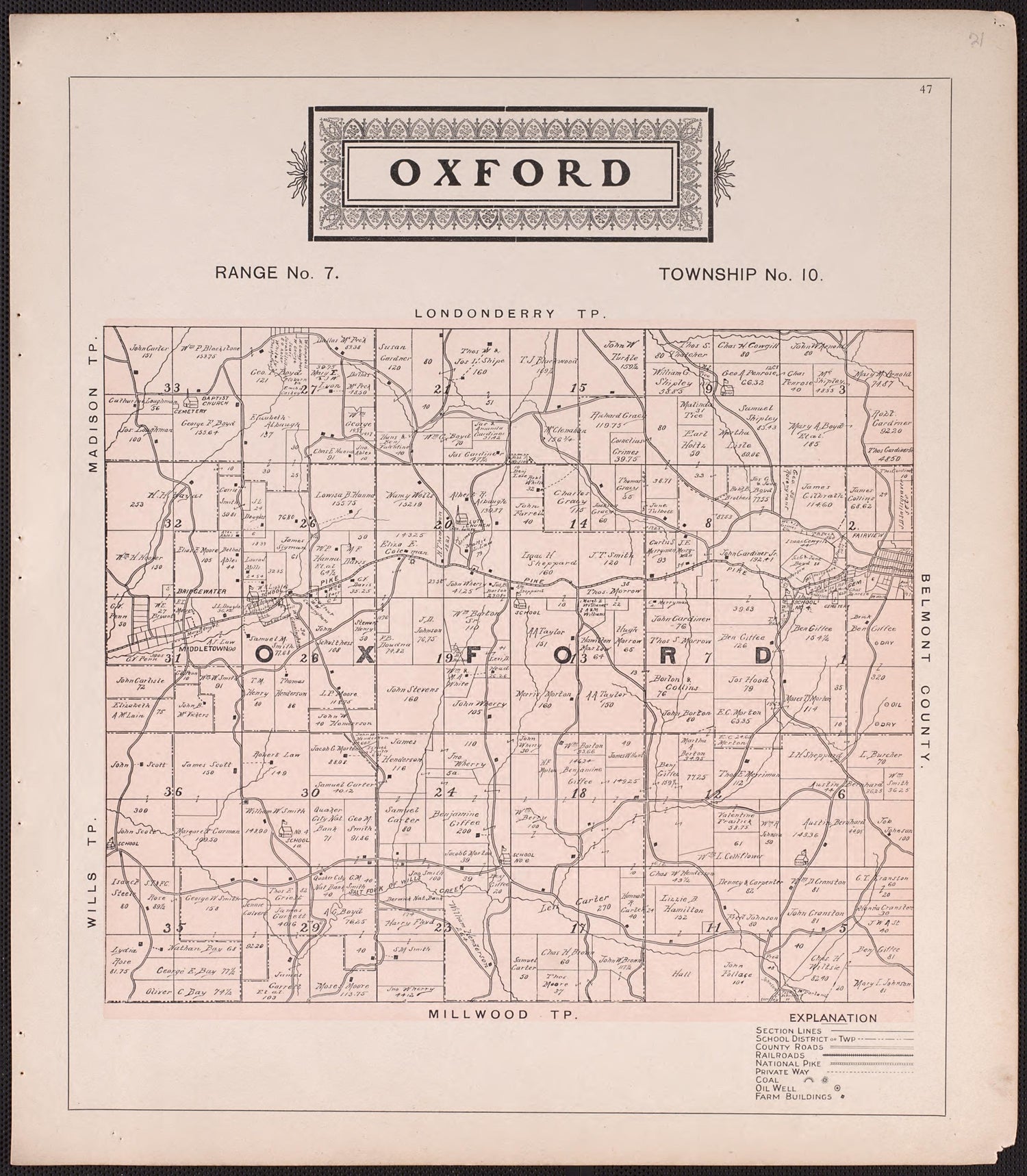 Oxford from Illustrated Atlas of Guernsey County, Ohio 1902 by Relic Map Company