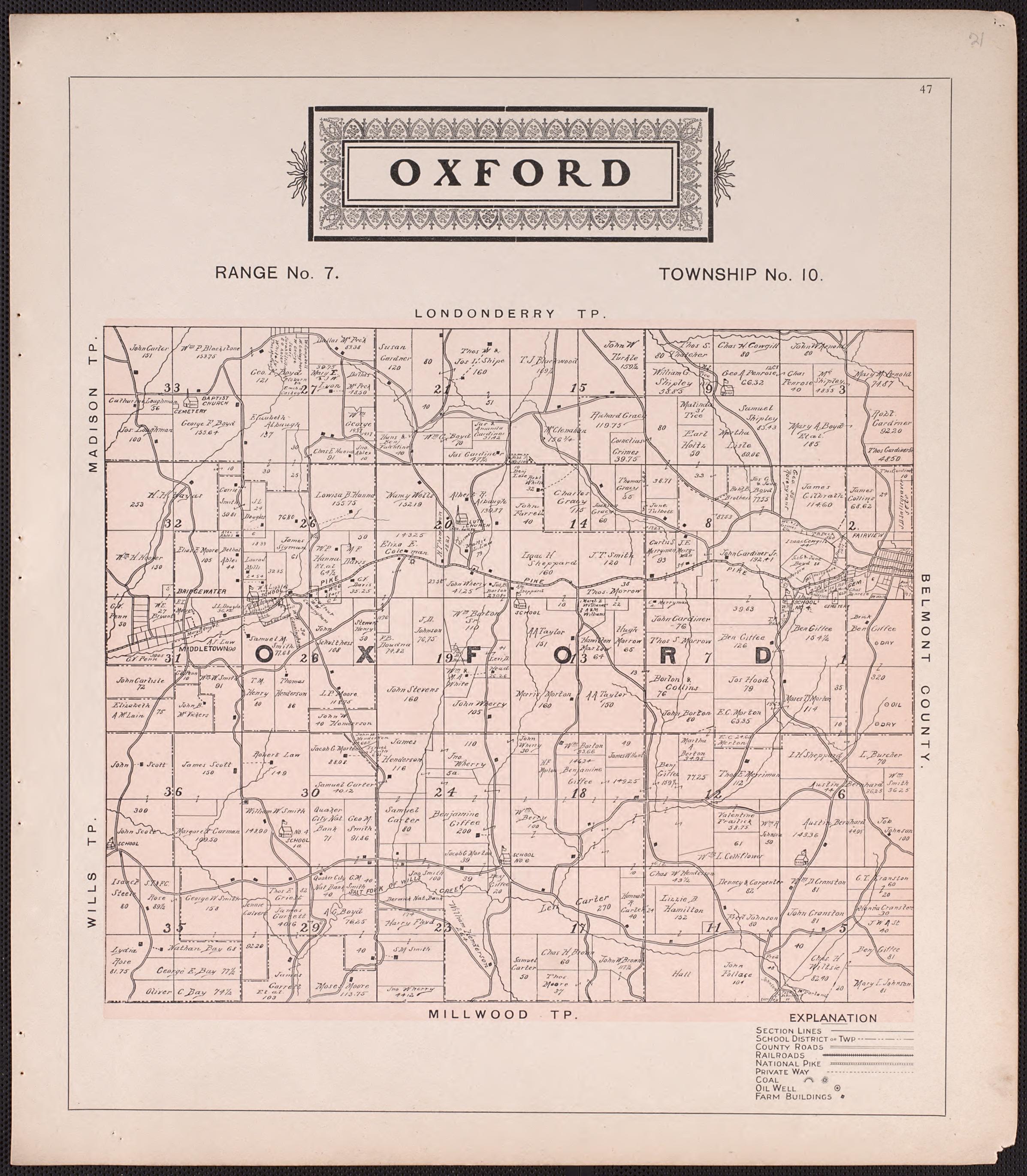 Oxford from Illustrated Atlas of Guernsey County, Ohio 1902 by Relic Map Company