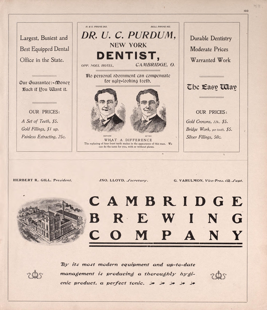 Advertisements from Illustrated Atlas of Guernsey County, Ohio 1902 by Relic Map Company