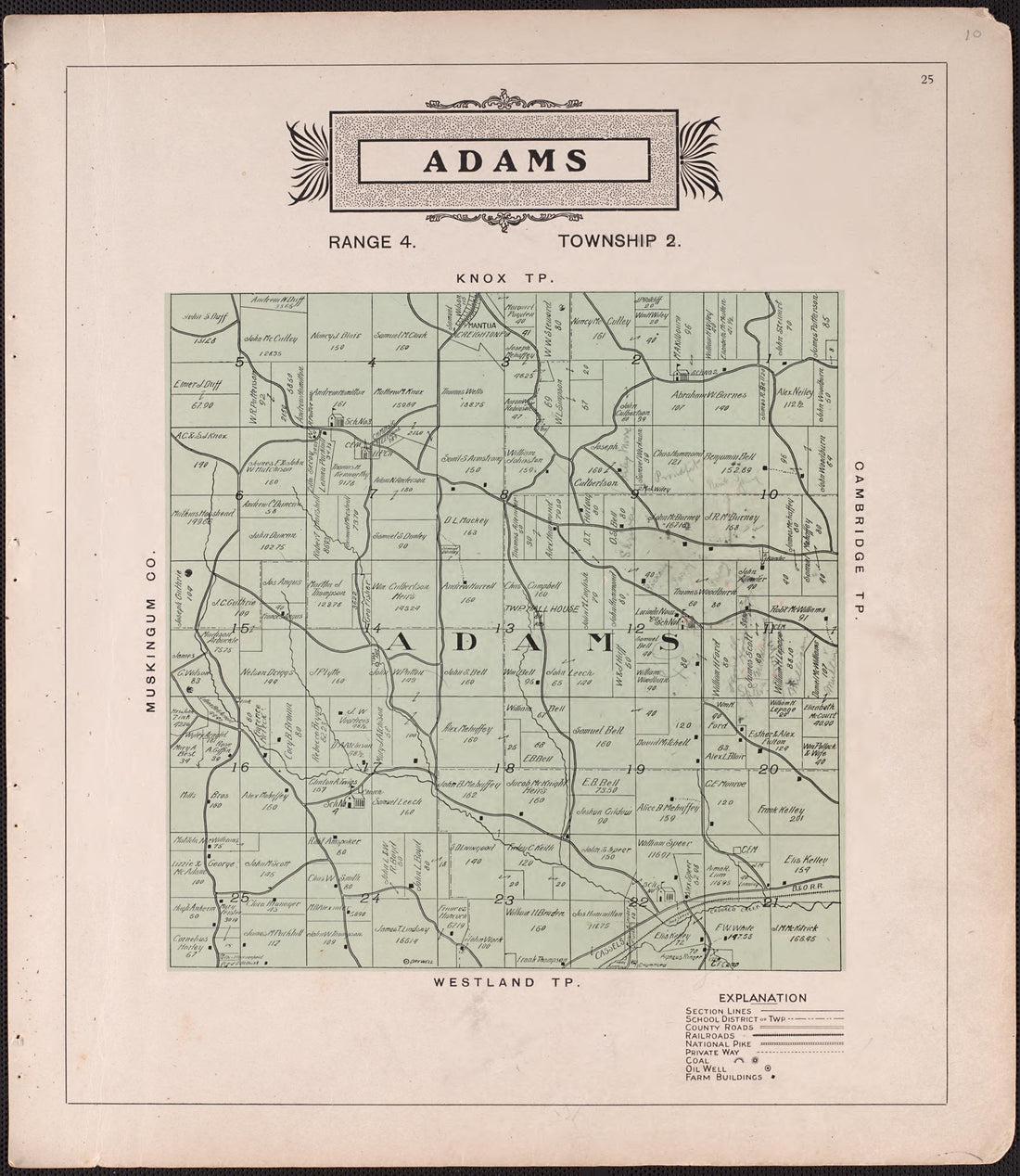Adams from Illustrated Atlas of Guernsey County, Ohio 1902 by Relic Map Company