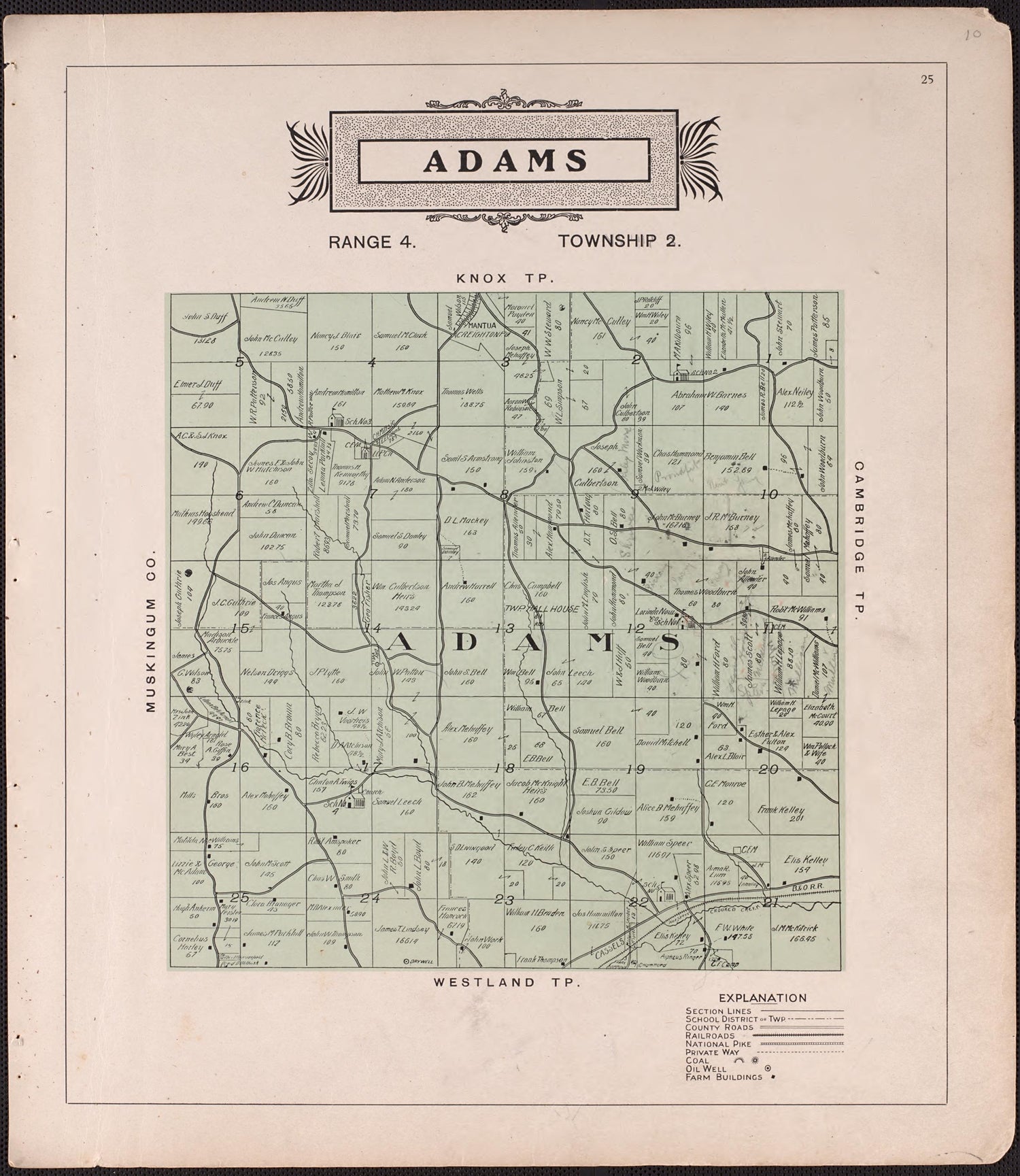 Adams from Illustrated Atlas of Guernsey County, Ohio 1902 by Relic Map Company