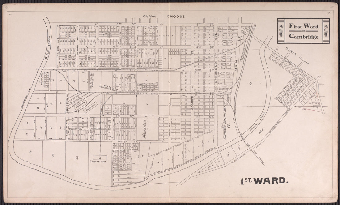 First Ward of Cambridge from Illustrated Atlas of Guernsey County, Ohio 1902 by Relic Map Company