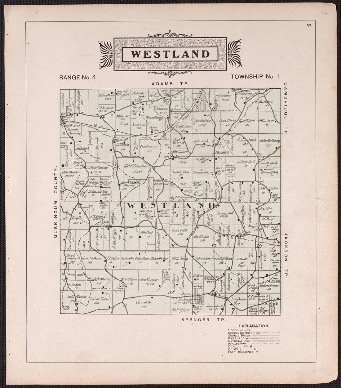 Westland from Illustrated Atlas of Guernsey County, Ohio 1902 by Relic Map Company
