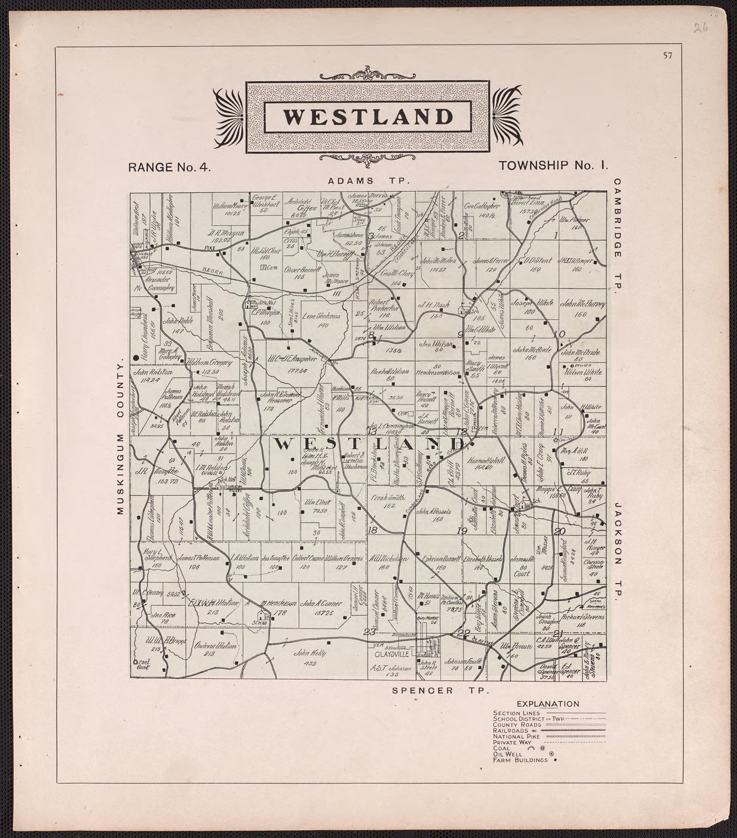 Westland from Illustrated Atlas of Guernsey County, Ohio 1902 by Relic Map Company