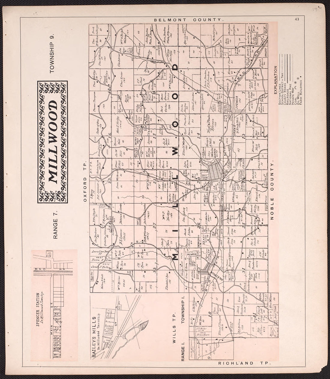 Millwood from Illustrated Atlas of Guernsey County, Ohio 1902 by Relic Map Company