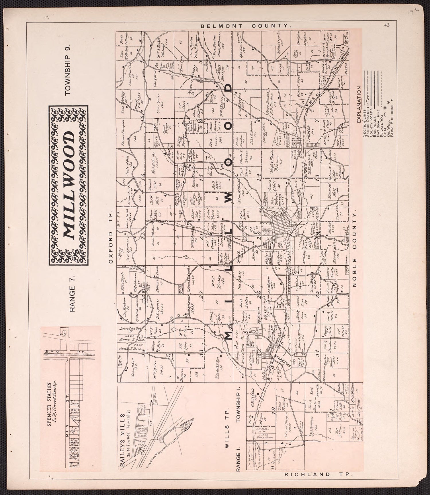Millwood from Illustrated Atlas of Guernsey County, Ohio 1902 by Relic Map Company
