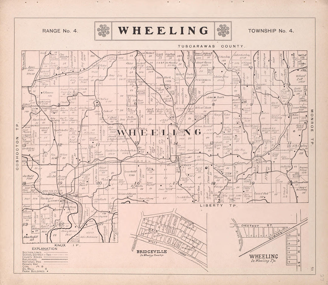 Wheeling from Illustrated Atlas of Guernsey County, Ohio 1902 by Relic Map Company