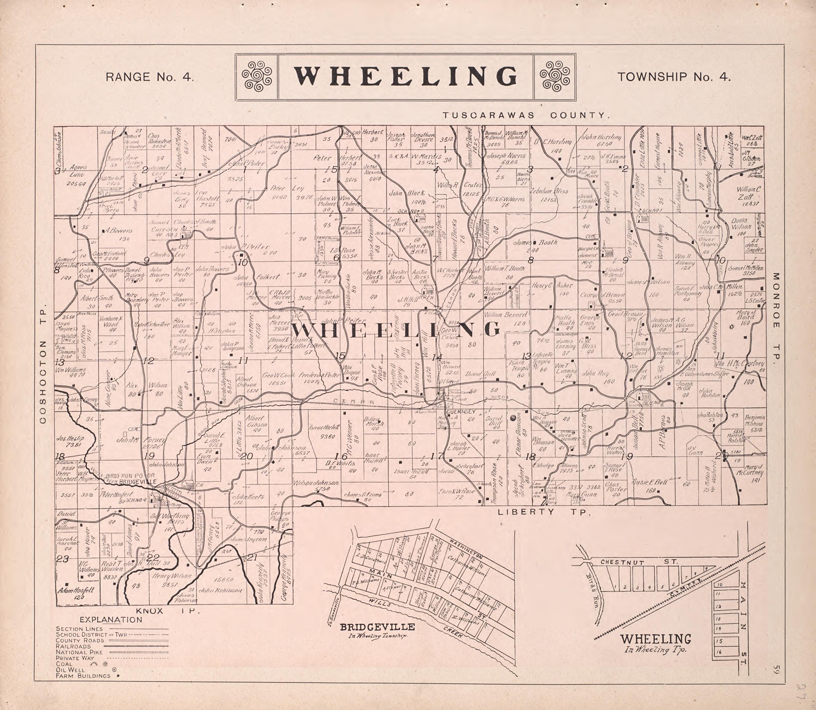Wheeling from Illustrated Atlas of Guernsey County, Ohio 1902 by Relic Map Company