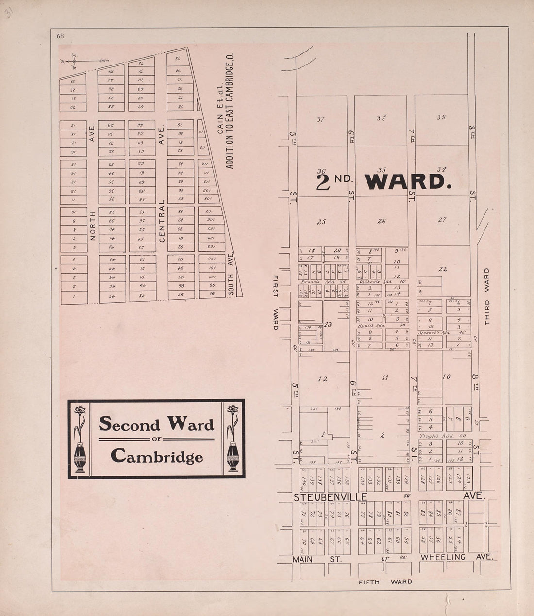 Fifth Ward of Cambridge from Illustrated Atlas of Guernsey County, Ohio 1902 by Relic Map Company