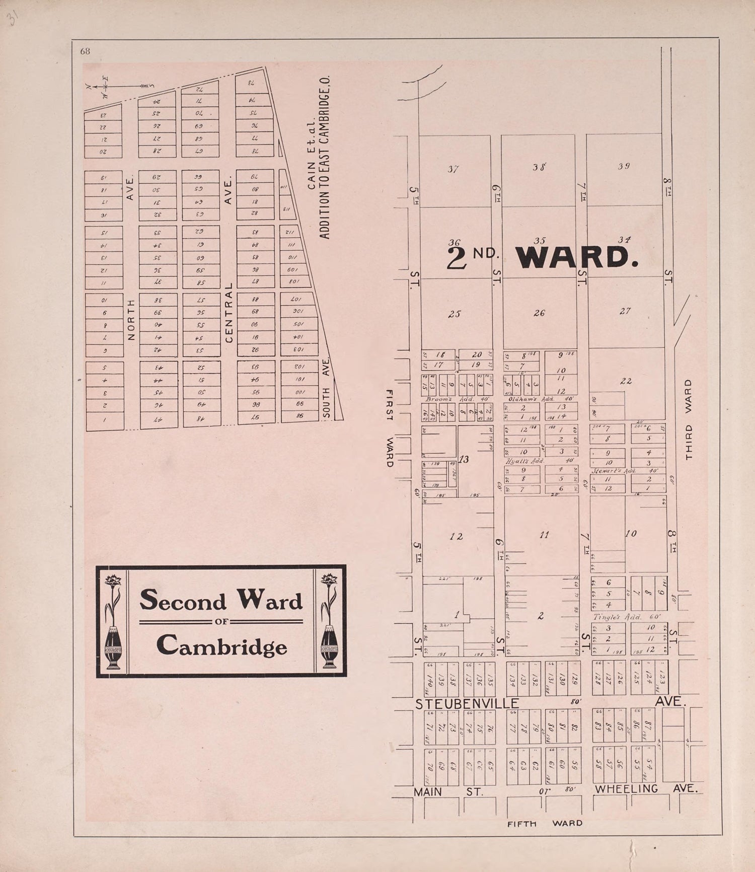 Fifth Ward of Cambridge from Illustrated Atlas of Guernsey County, Ohio 1902 by Relic Map Company