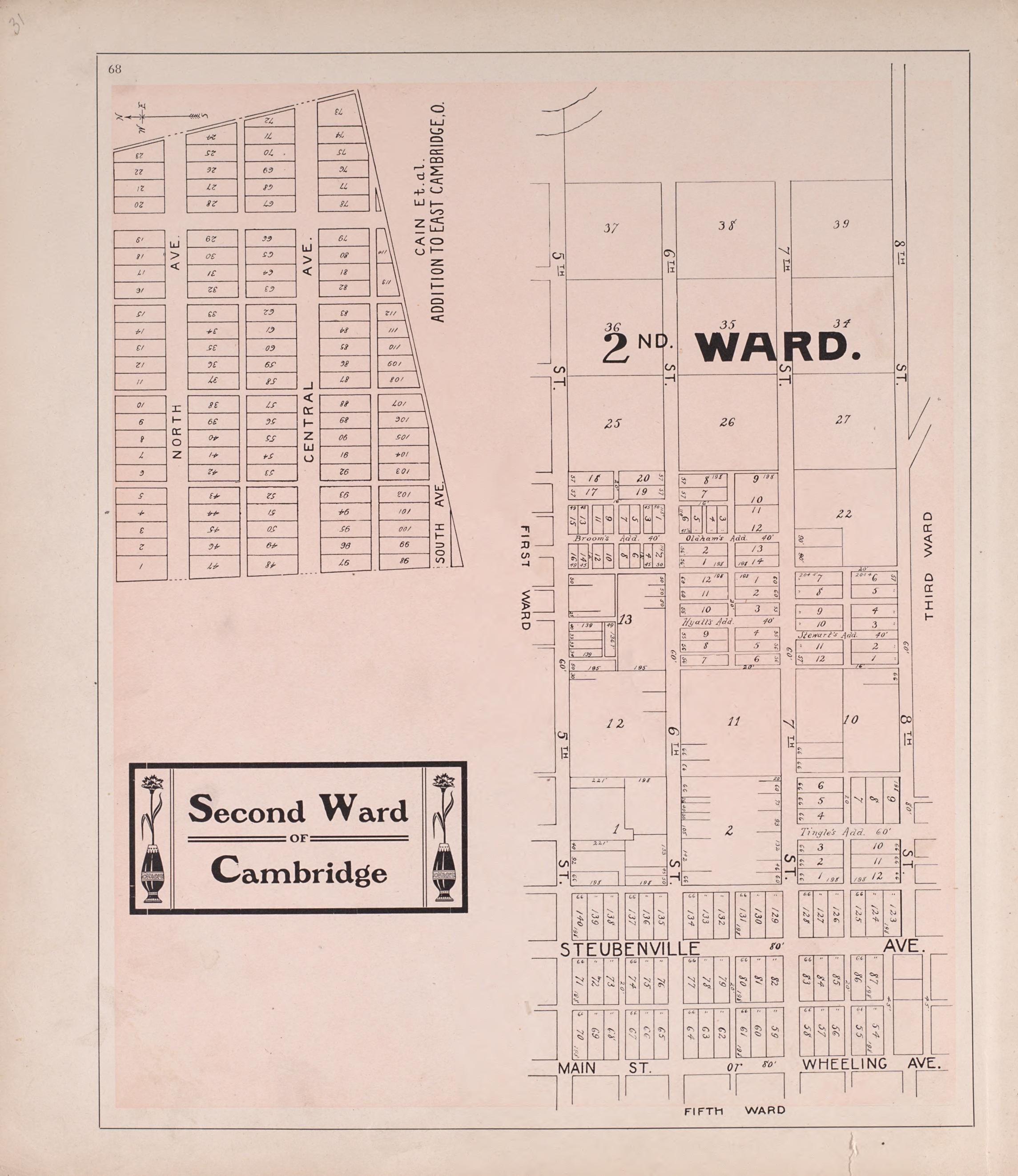 Fifth Ward of Cambridge from Illustrated Atlas of Guernsey County, Ohio 1902 by Relic Map Company
