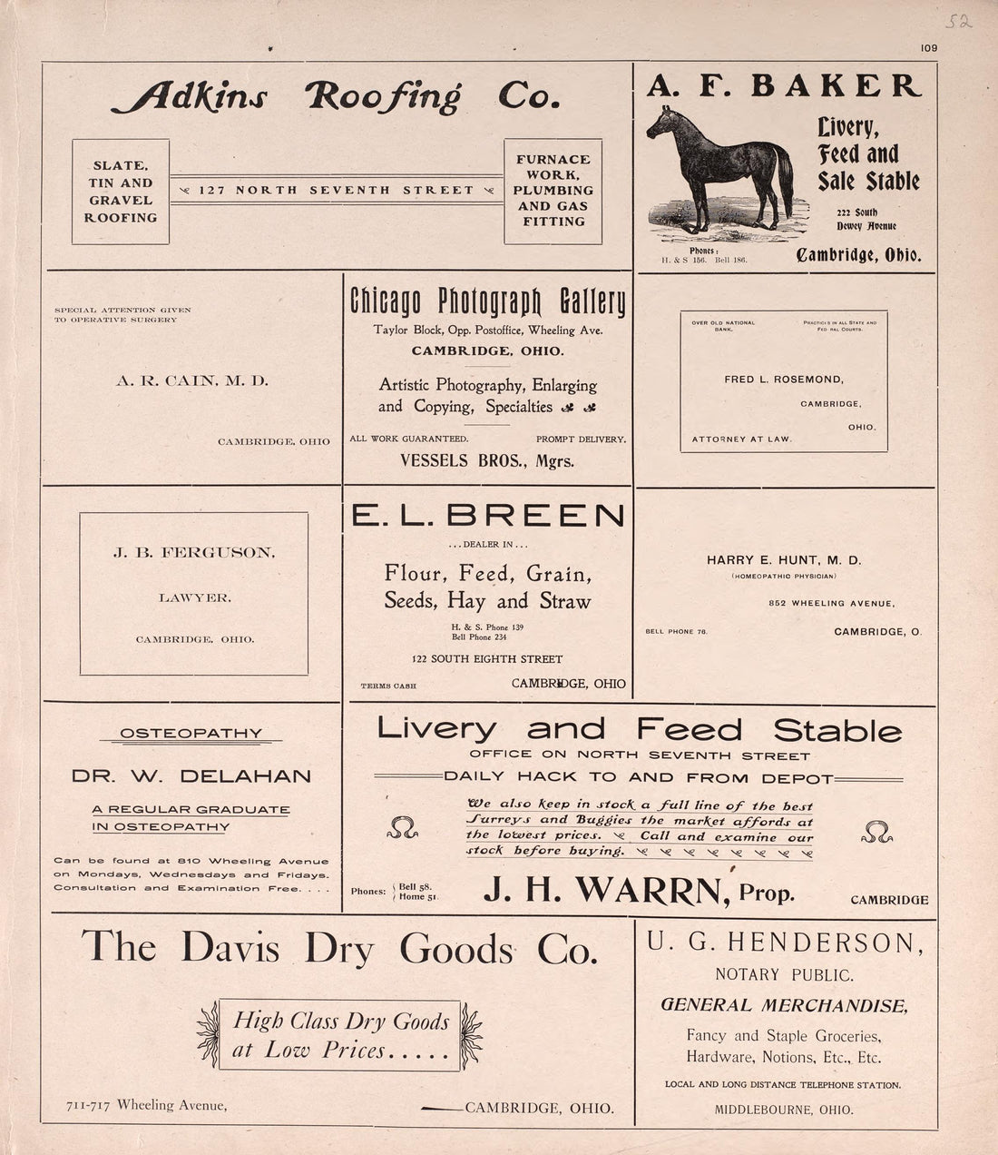Advertisements from Illustrated Atlas of Guernsey County, Ohio 1902 by Relic Map Company