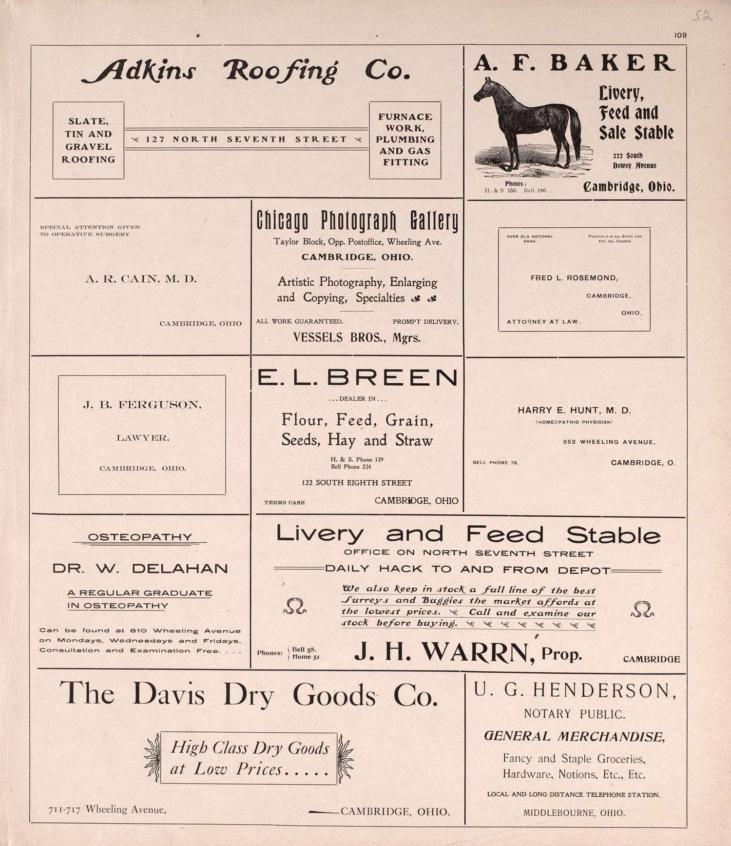 Advertisements from Illustrated Atlas of Guernsey County, Ohio 1902 by Relic Map Company