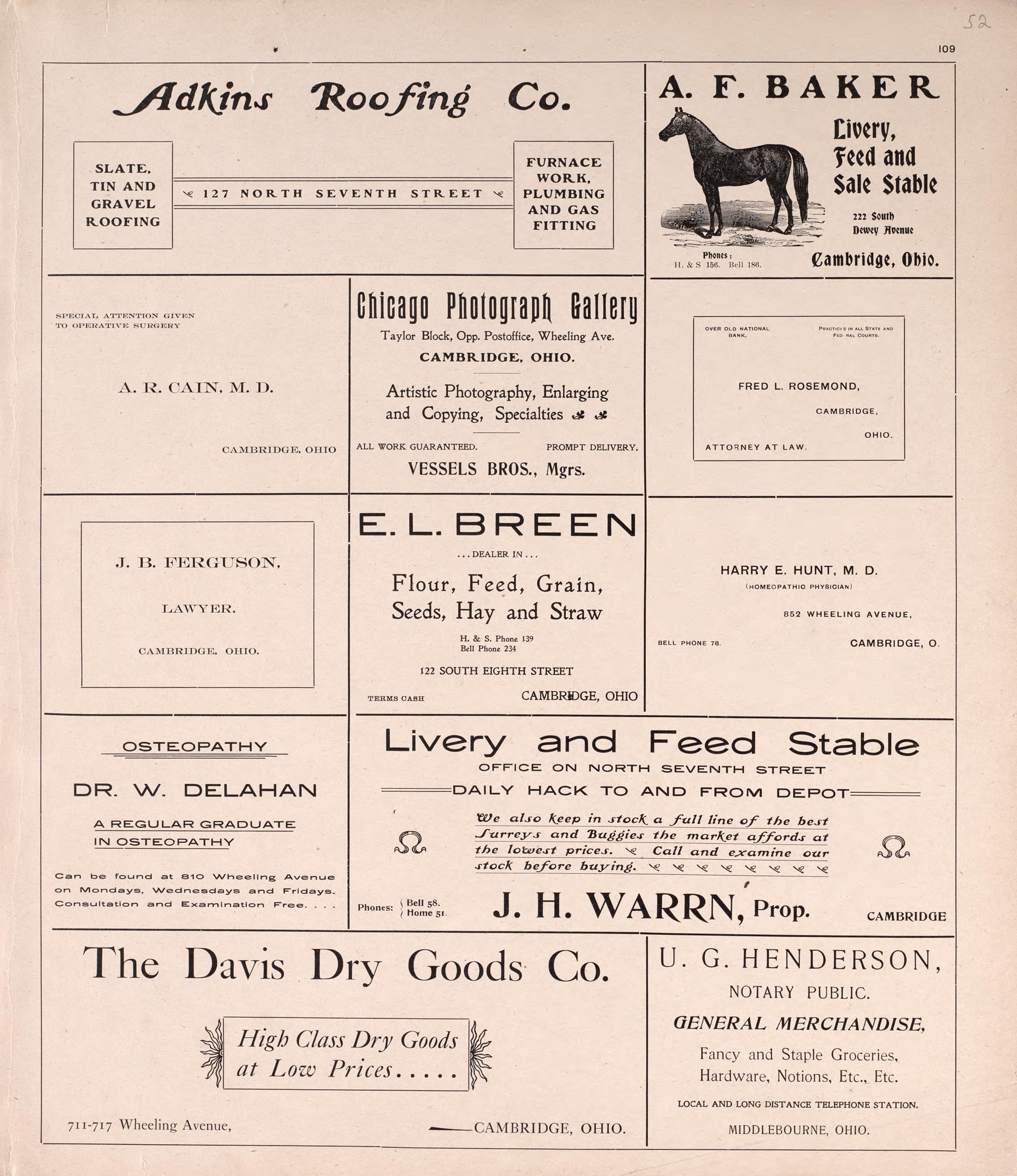 Advertisements from Illustrated Atlas of Guernsey County, Ohio 1902 by Relic Map Company