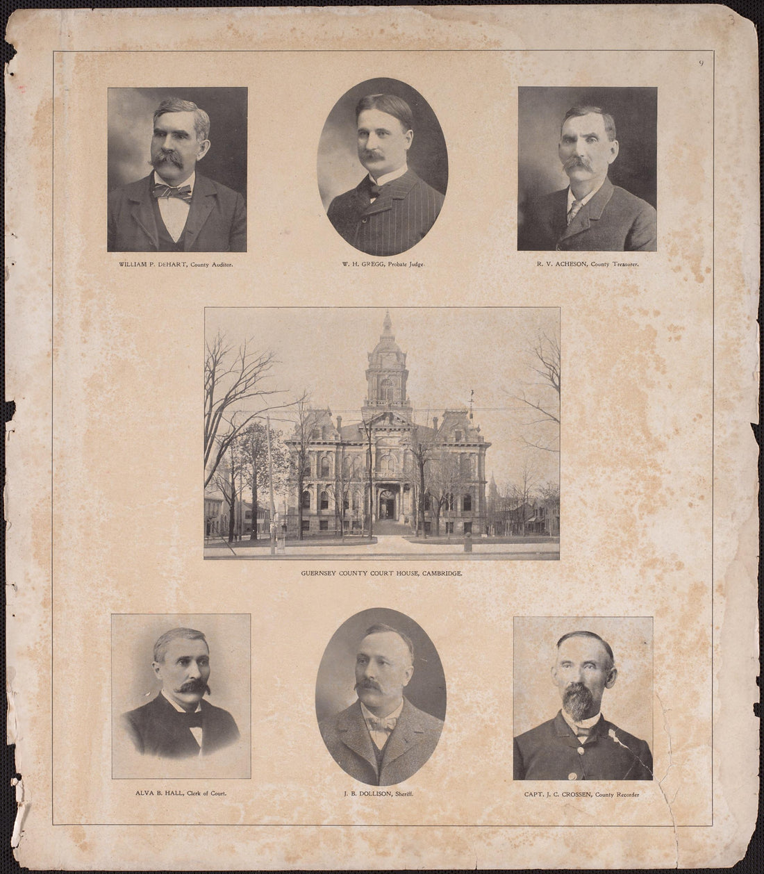 Portraits; Guernsey County Court House from Illustrated Atlas of Guernsey County, Ohio 1902 by Relic Map Company