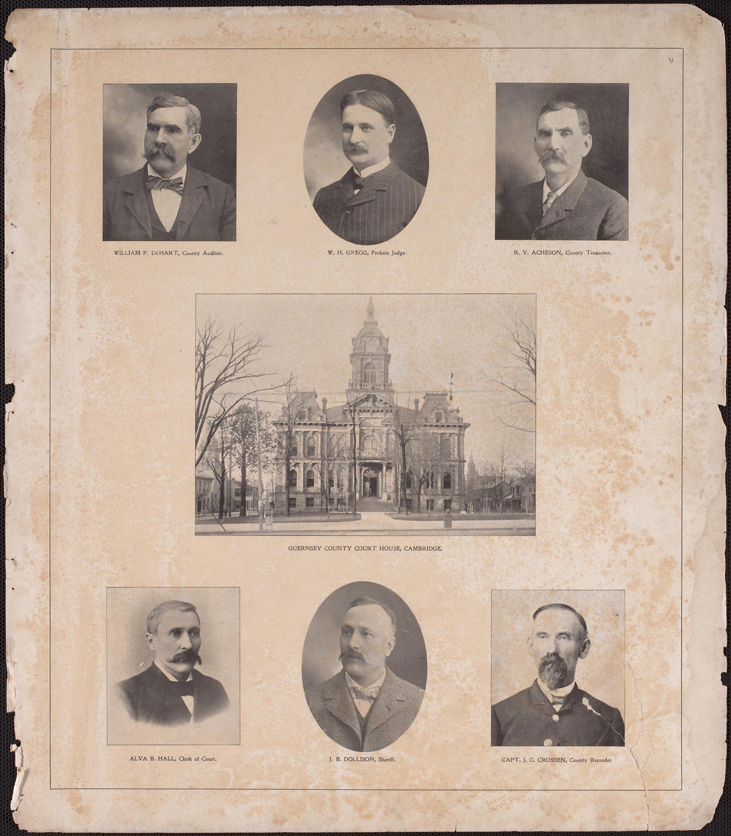 Portraits; Guernsey County Court House from Illustrated Atlas of Guernsey County, Ohio 1902 by Relic Map Company