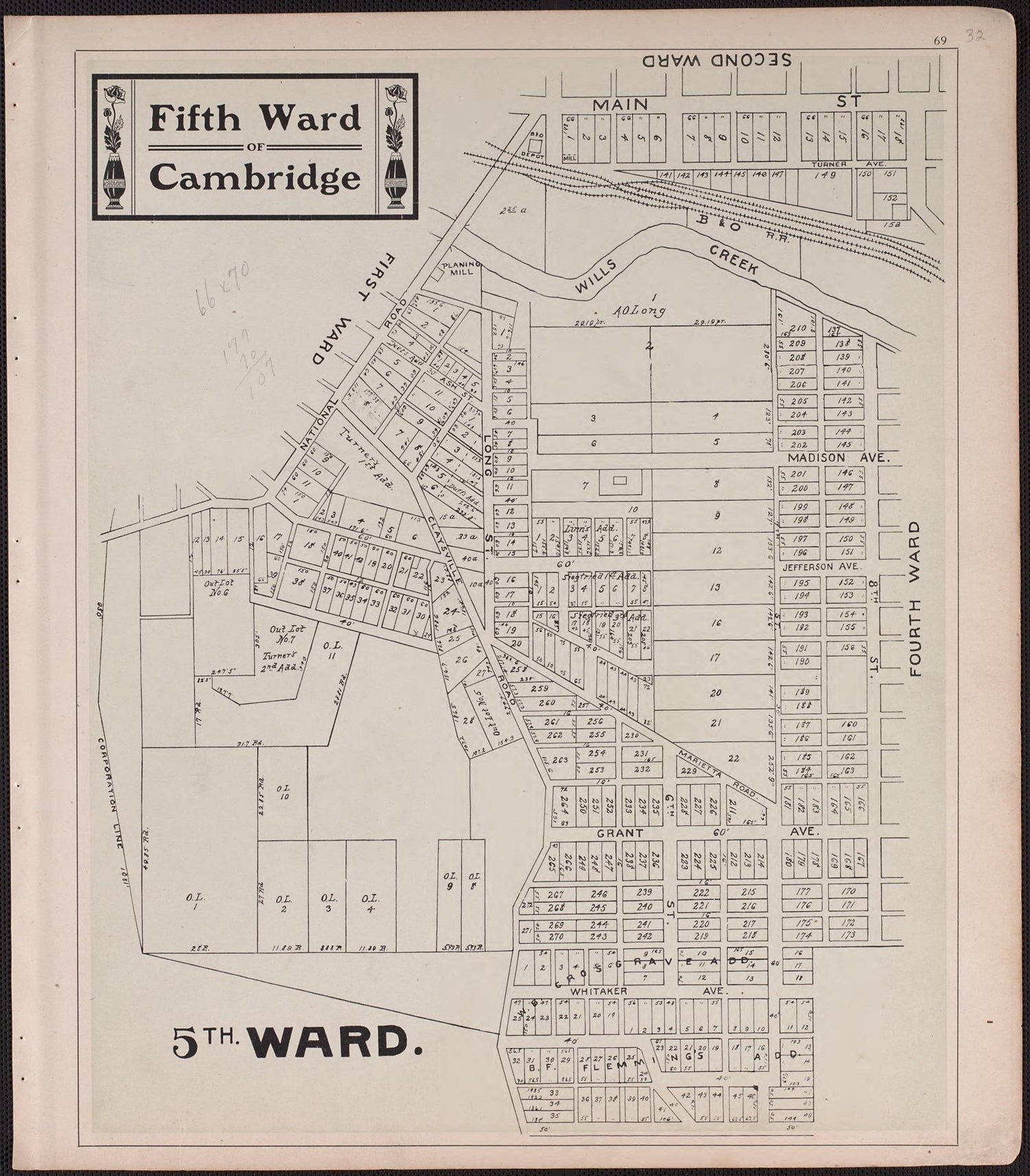 Fifth Ward of Cambridge from Illustrated Atlas of Guernsey County, Ohio 1902 by Relic Map Company