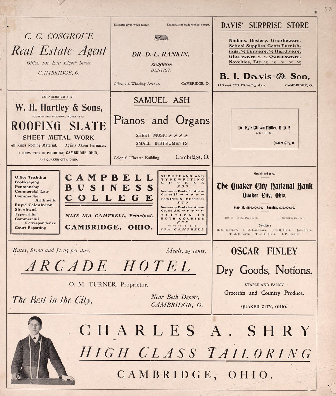 Advertisements from Illustrated Atlas of Guernsey County, Ohio 1902 by Relic Map Company