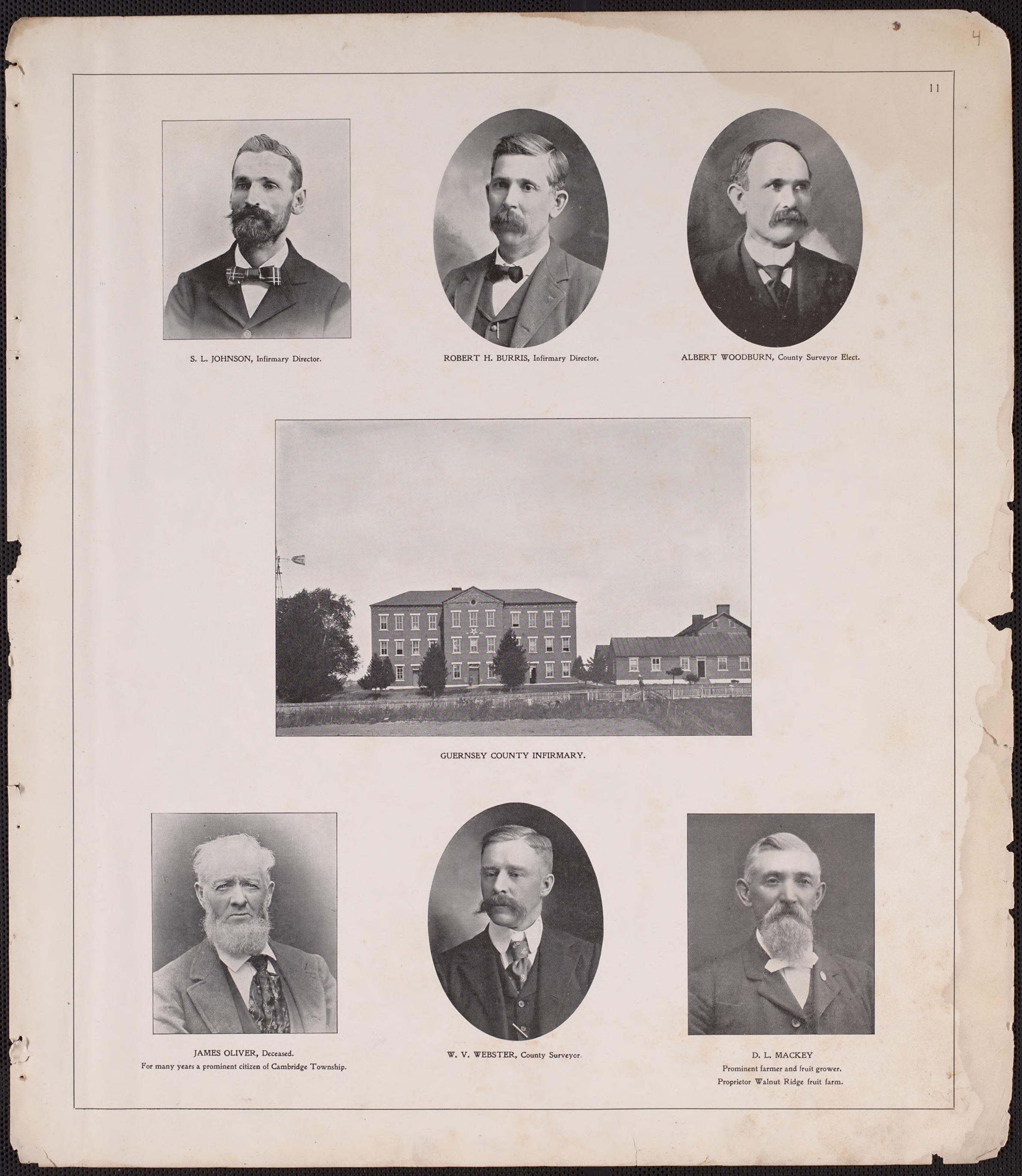 Portraits; Guernsey County Infirmary from Illustrated Atlas of Guernsey County, Ohio 1902 by Relic Map Company