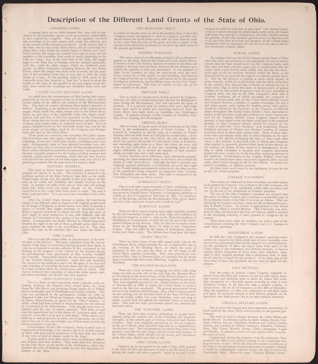 Description of Different Land Grants of the State of Ohio from Illustrated Atlas of Guernsey County, Ohio 1902 by Relic Map Company