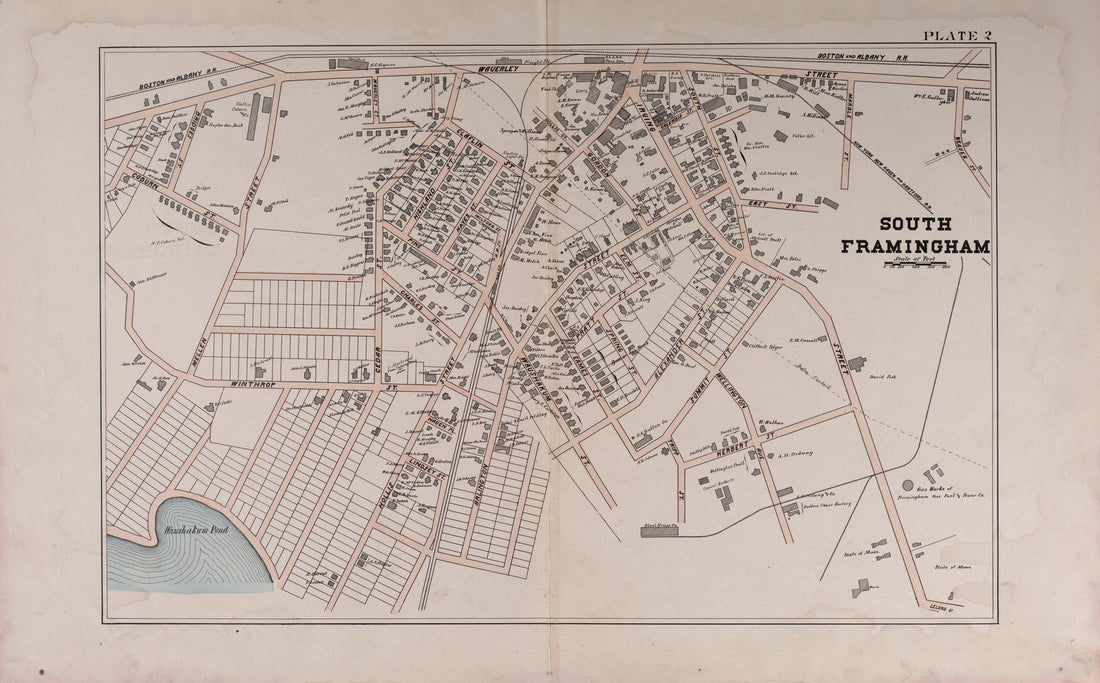 South Framingham from Atlas of the Town of Framingham, Mass 1895 by Relic Map Company