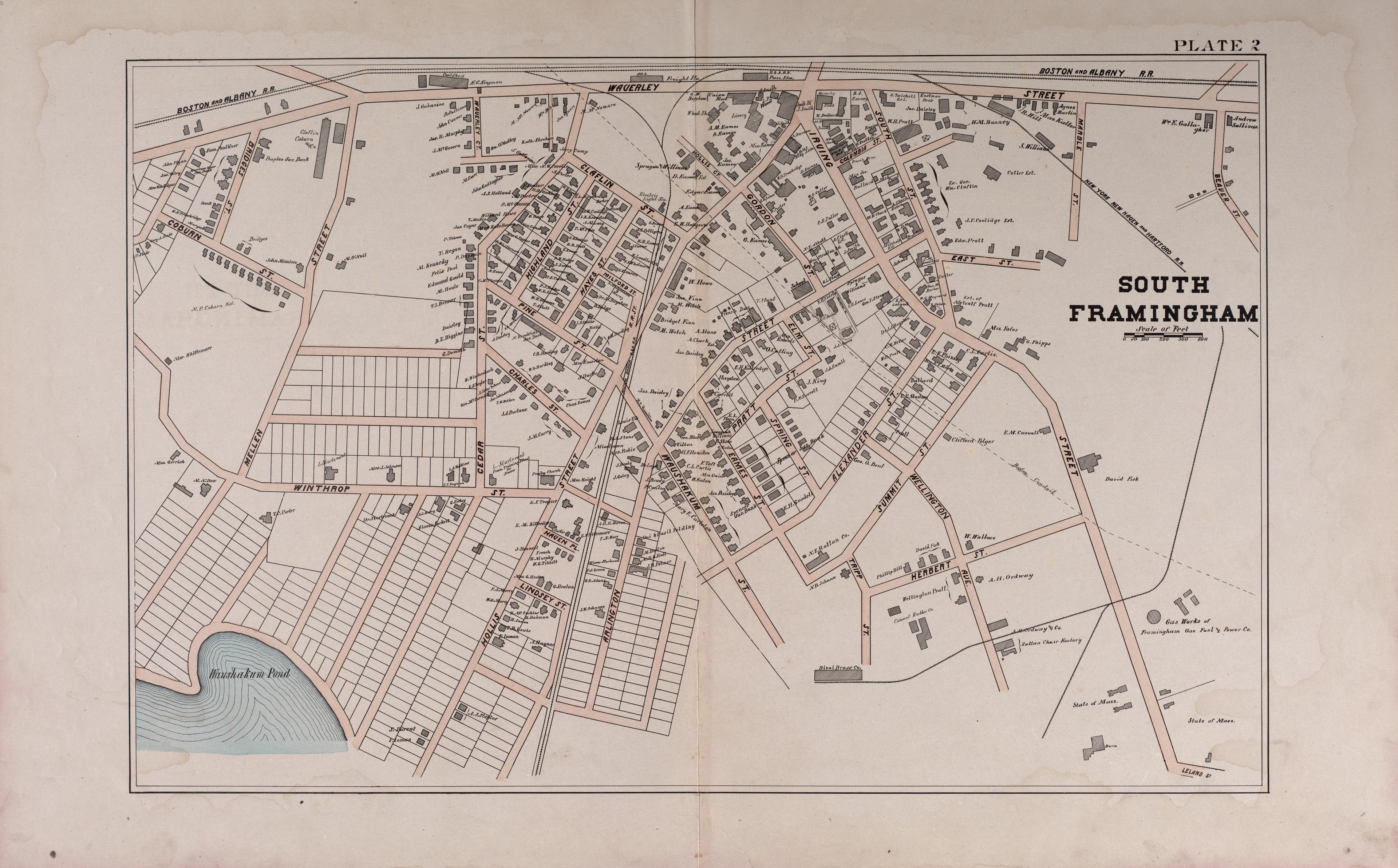 South Framingham from Atlas of the Town of Framingham, Mass 1895 by Relic Map Company