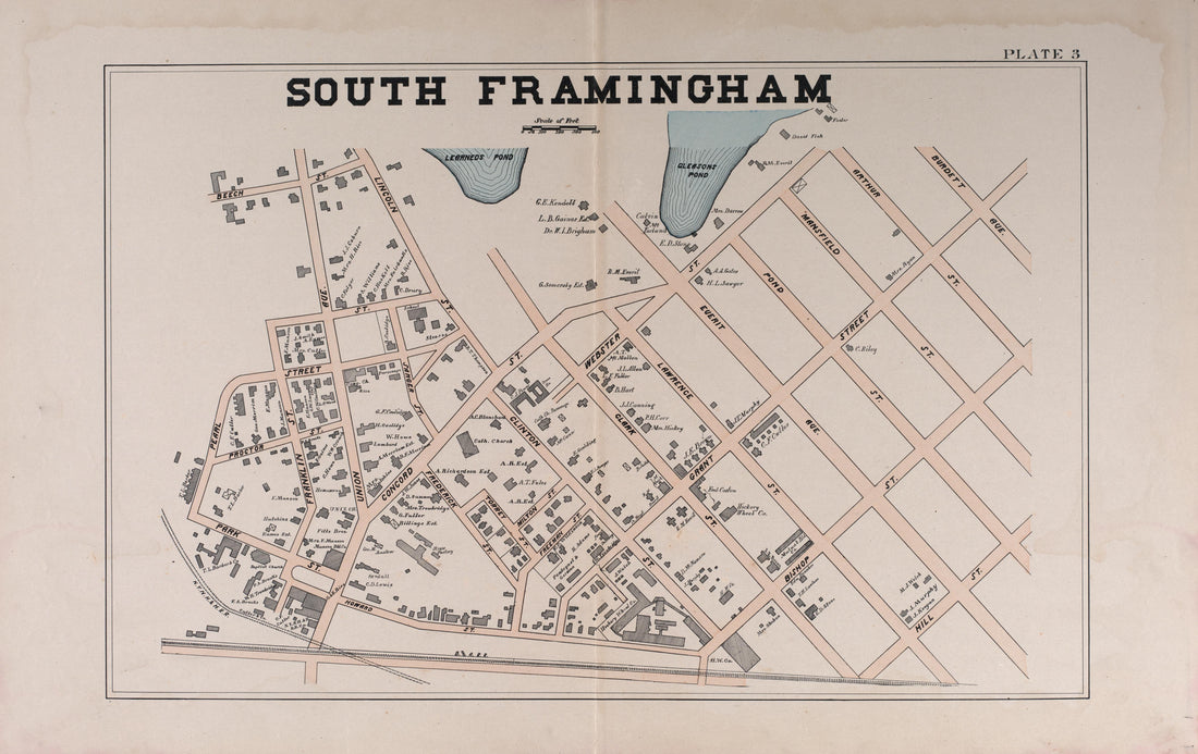 South Framingham from Atlas of the Town of Framingham, Mass 1895 by Relic Map Company